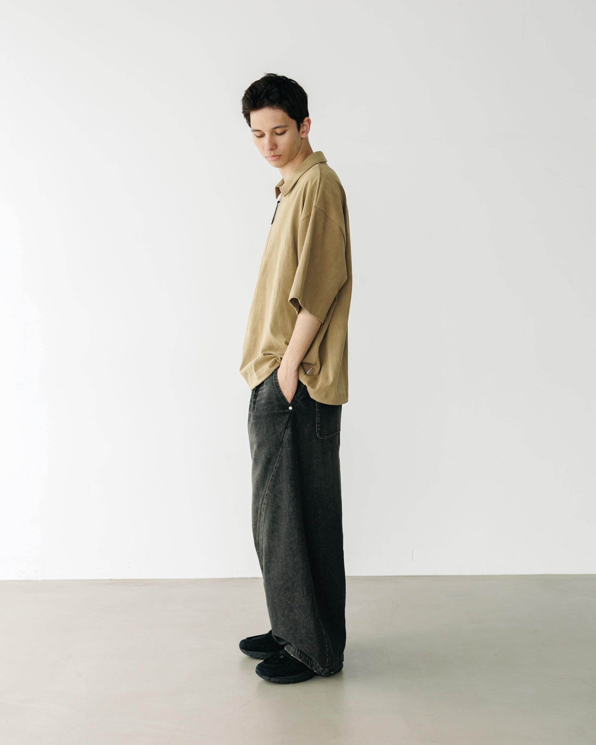 CITY S/S HALF ZIP SHIRT (BEIGE)