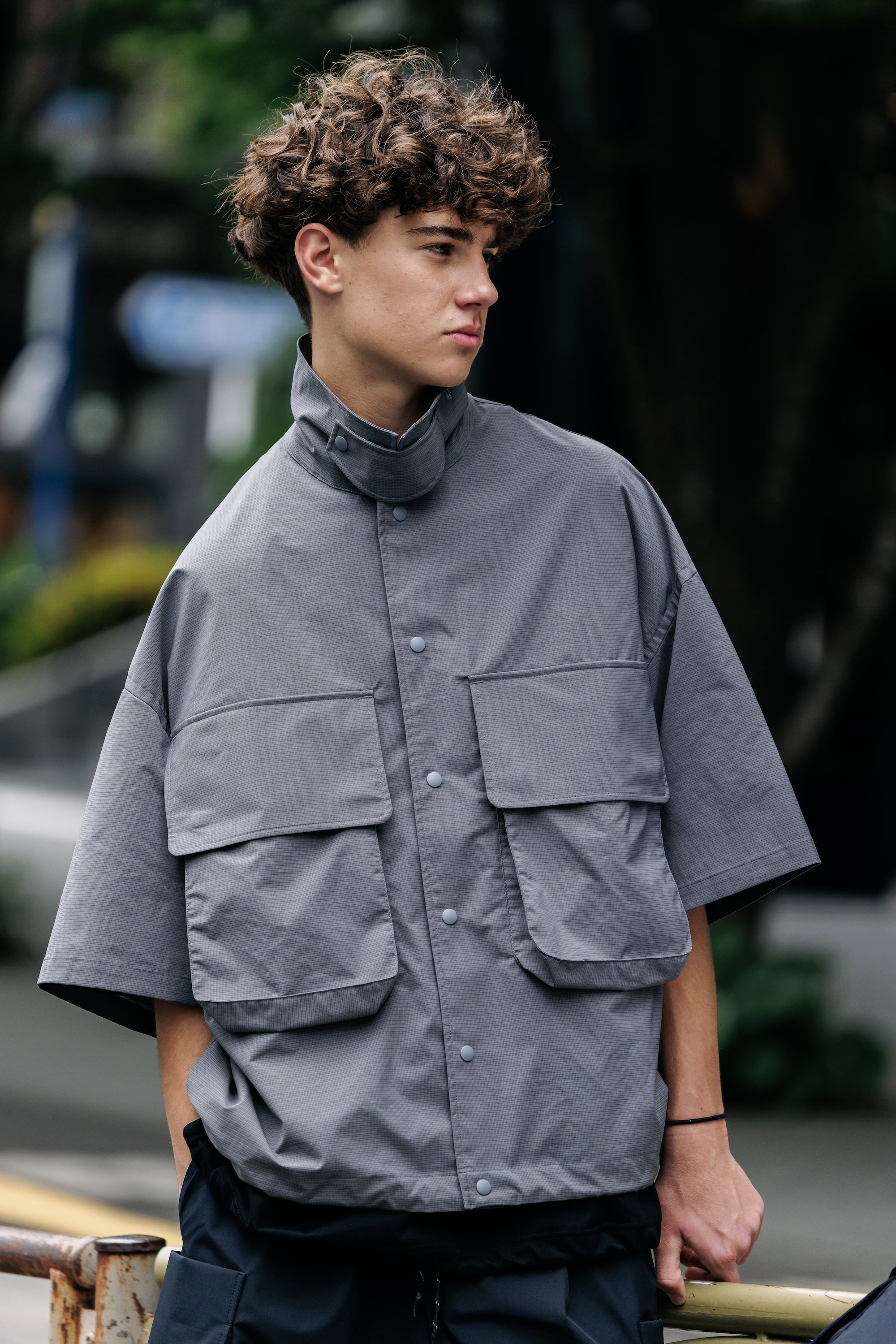 【6.4 WED 20:00- IN STOCK】GRAPH CHECK WADING S/S SHIRT JACKET (CHARCOAL×BLACK)