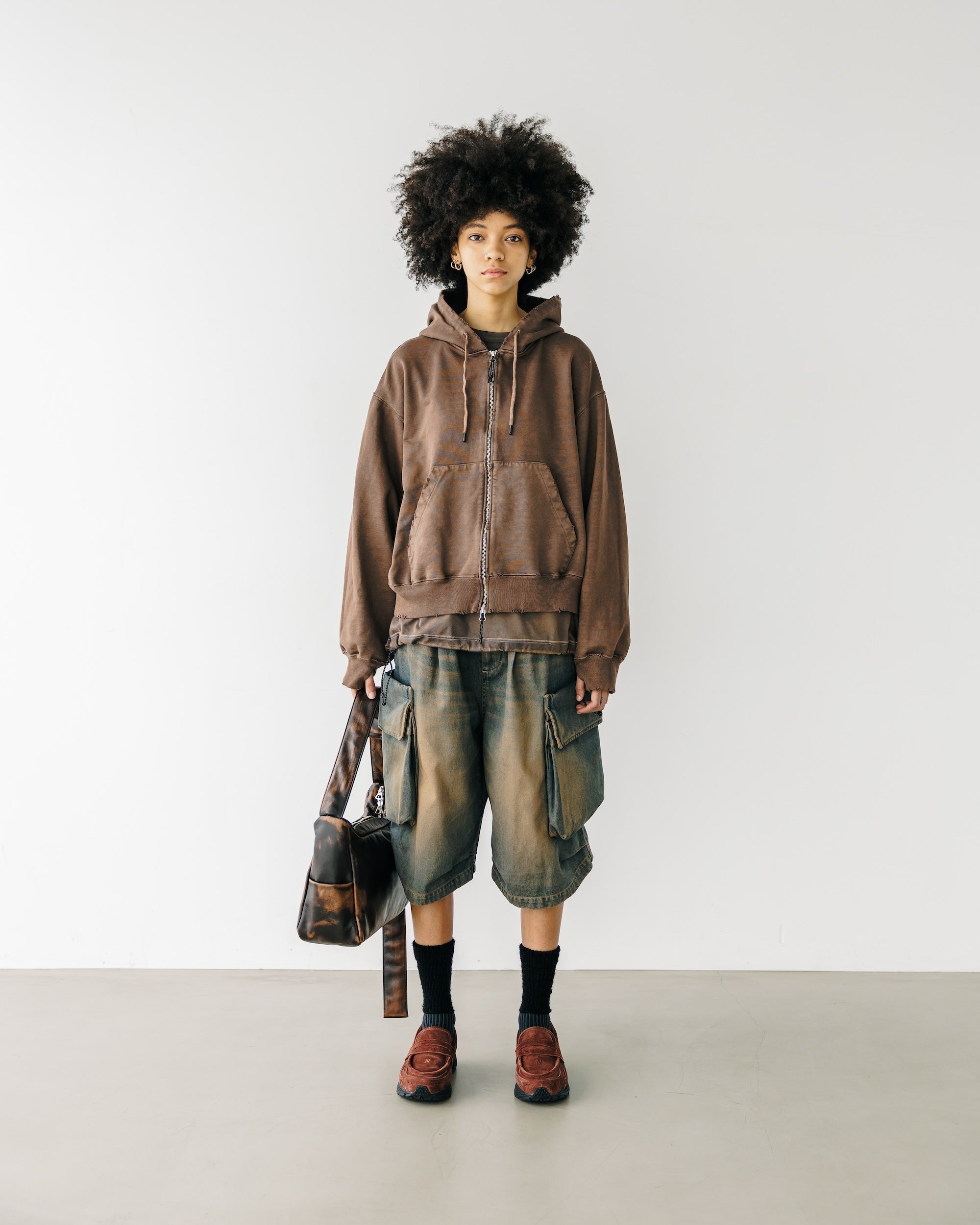 【3.18 WED 20:00- IN STOCK】VINTAGE DYED SELVEDGE DENIM CITY MILITARY HALF PANTS (VINTAGE BROWN)