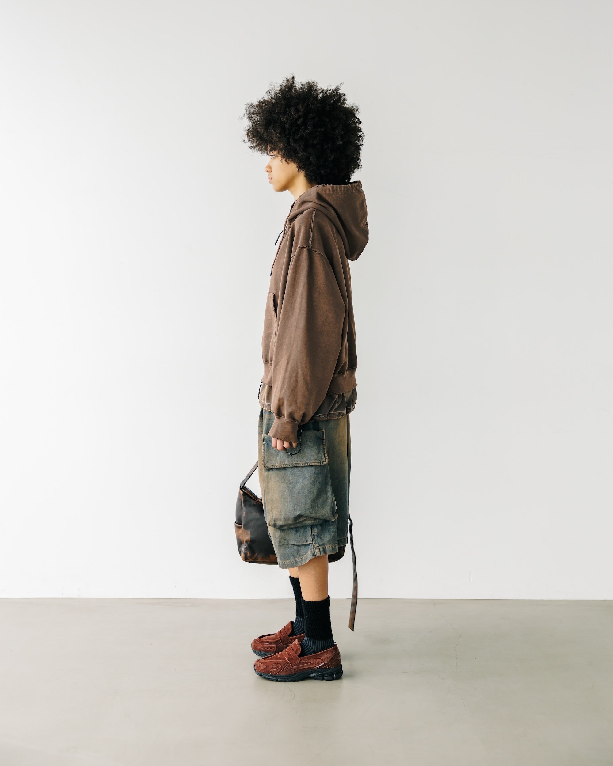 【3.18 WED 20:00- IN STOCK】VINTAGE DYED SELVEDGE DENIM CITY MILITARY HALF PANTS (VINTAGE BROWN)