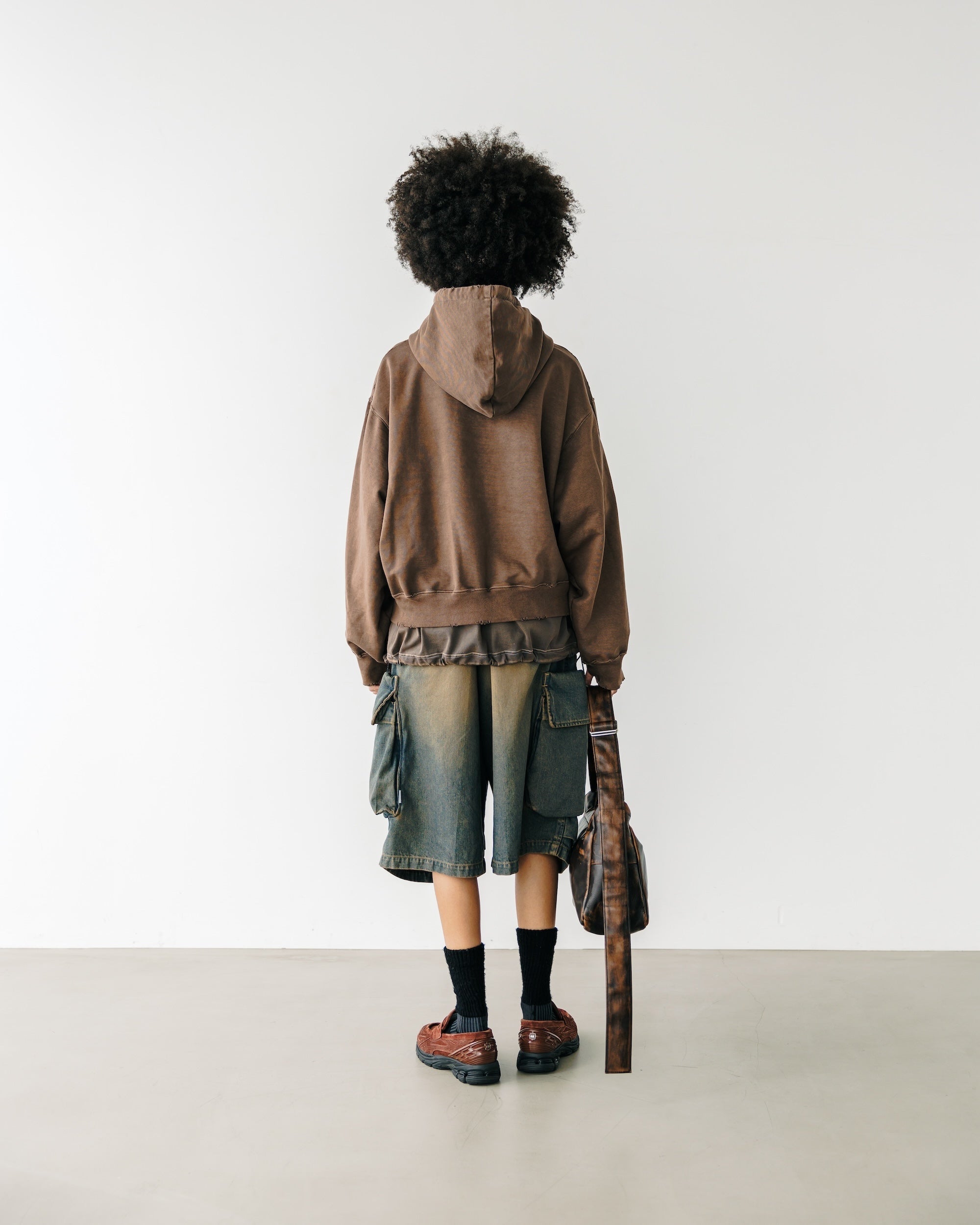 【3.18 WED 20:00- IN STOCK】VINTAGE DYED SELVEDGE DENIM CITY MILITARY HALF PANTS (VINTAGE BROWN)