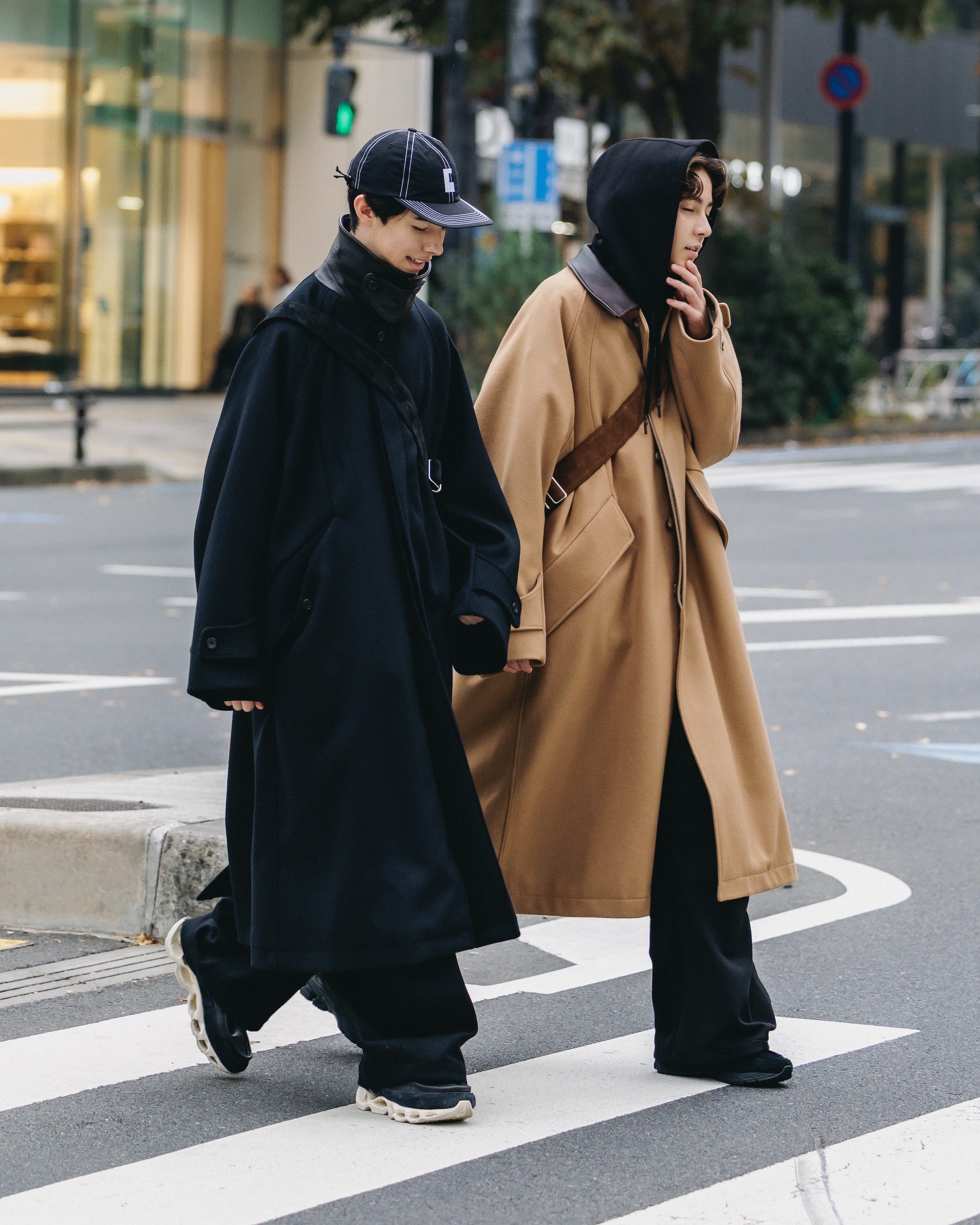 【12.10 WED 20:00- IN STOCK】LEATHER COLLAR WOOL MELTON BALMACAAN COAT (CAMEL)