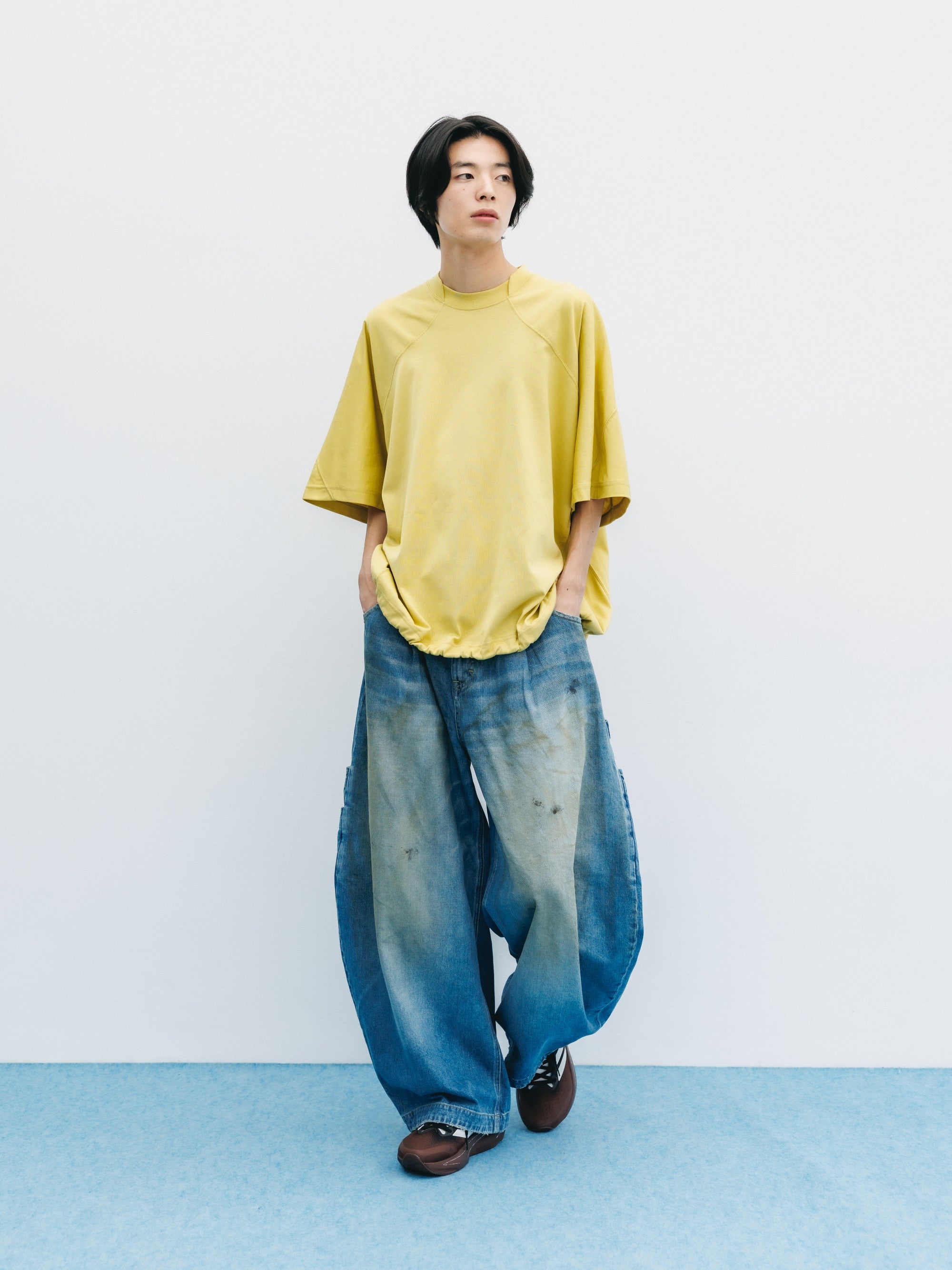 VINTAGE DYED SELVEDGE DENIM CITY MASSIVE UTILITY PANTS (VINTAGE LIGHT INDIGO)