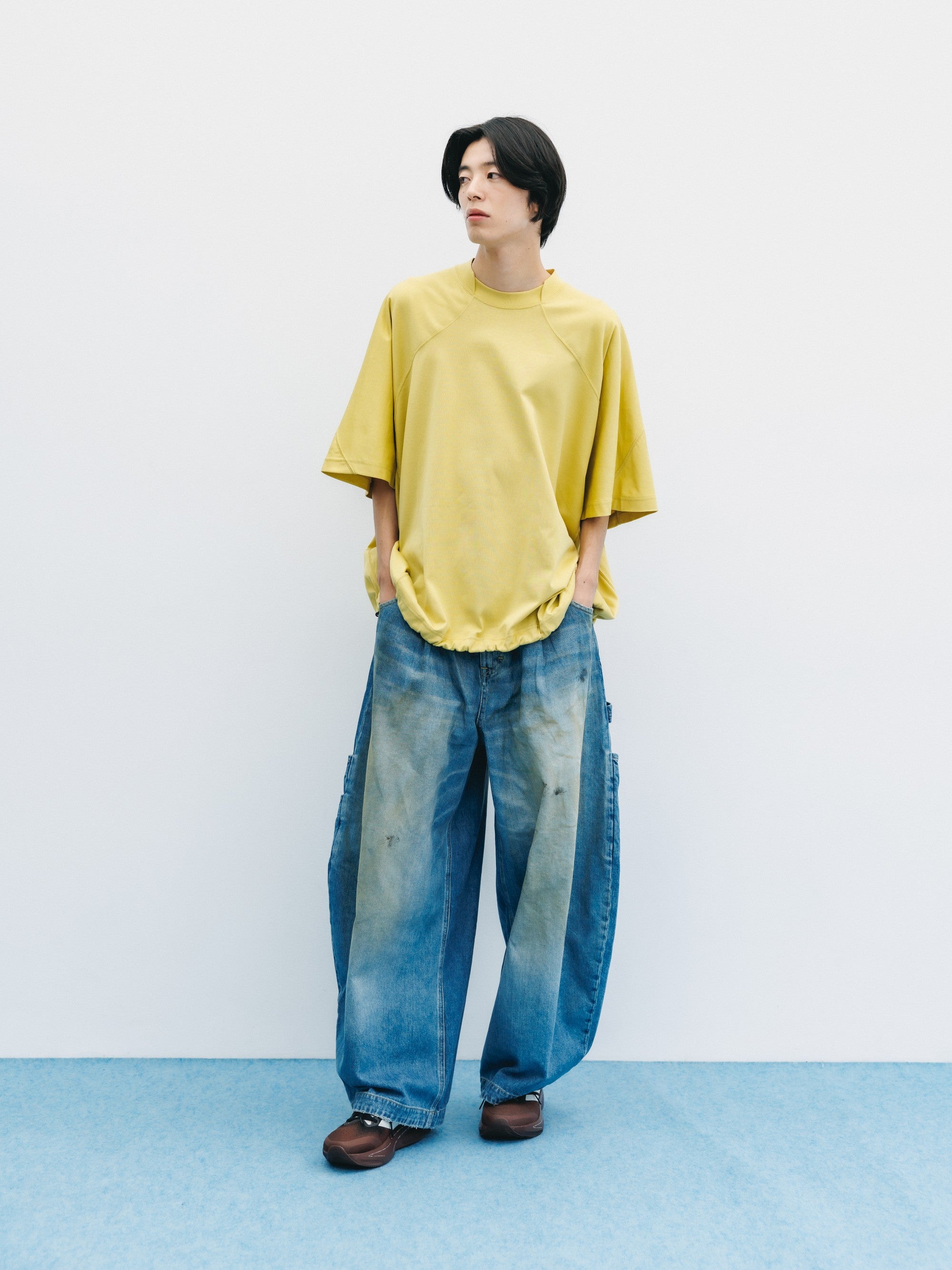 【6.6 SAT 20:00- IN STOCK】BLANK GAME S/S T-SHIRT WITH DRAWSTRINGS (MUSTARD YELLOW)