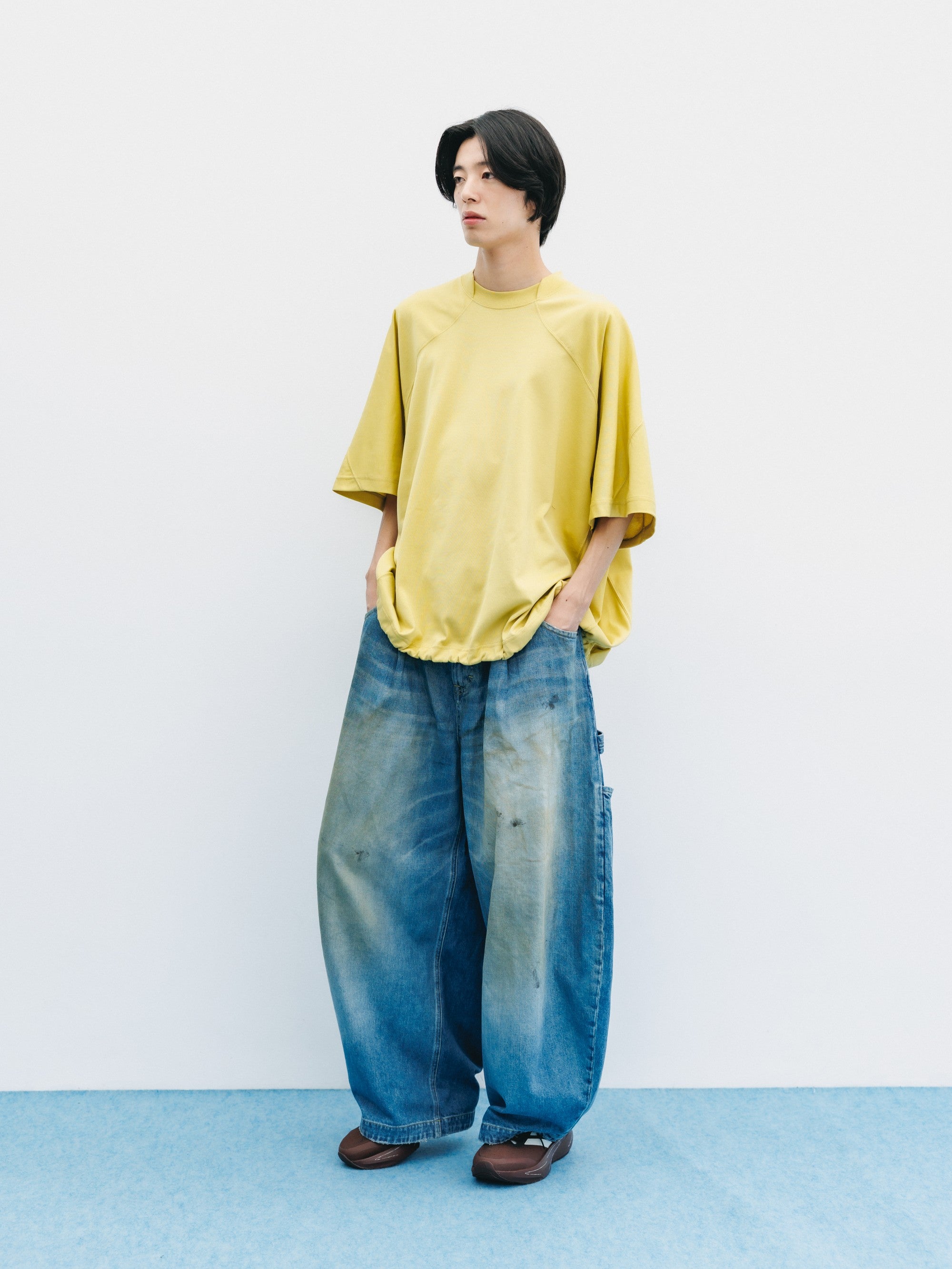 【6.6 SAT 20:00- IN STOCK】BLANK GAME S/S T-SHIRT WITH DRAWSTRINGS (MUSTARD YELLOW)