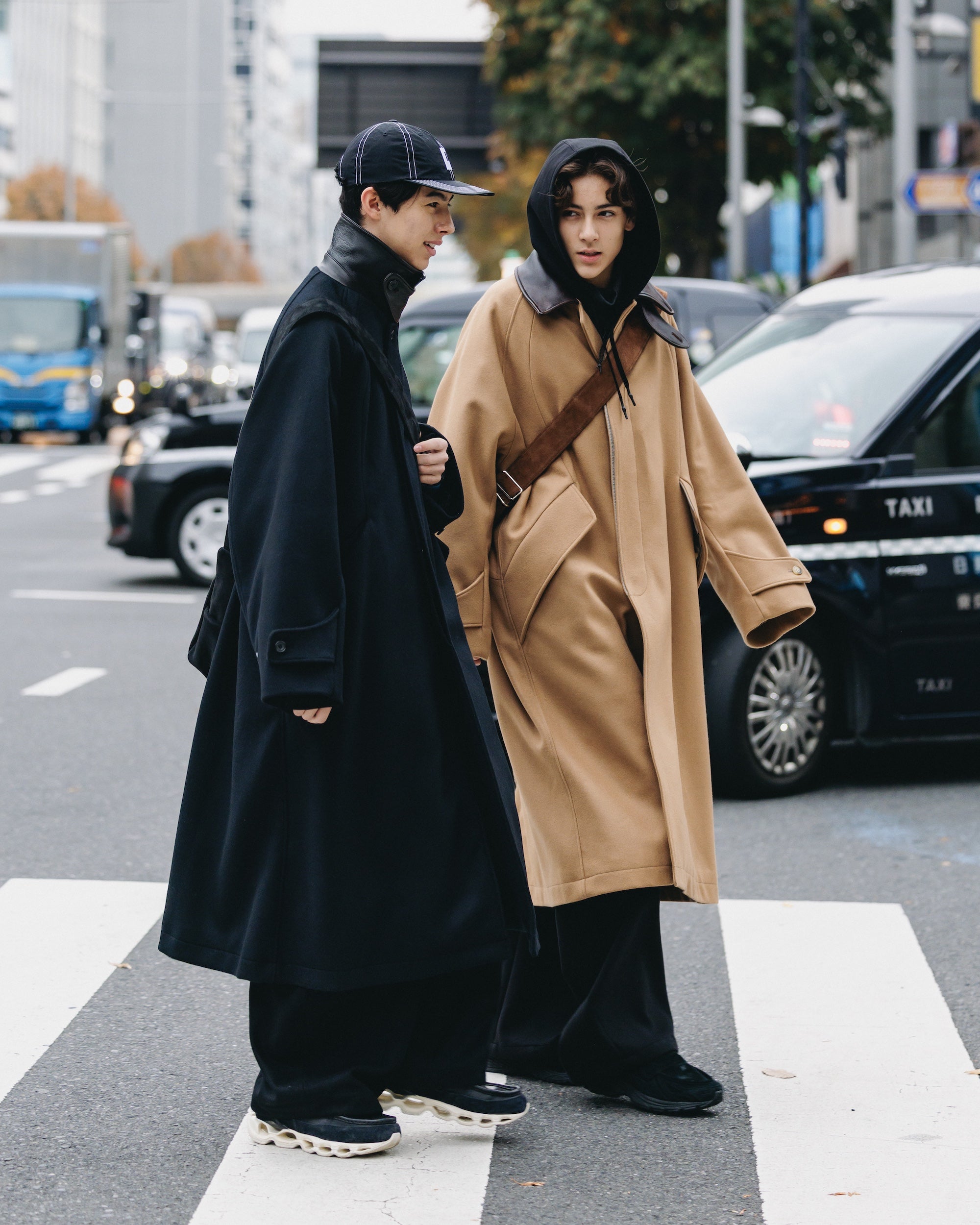 【12.10 WED 20:00- IN STOCK】LEATHER COLLAR WOOL MELTON BALMACAAN COAT (BLACK)