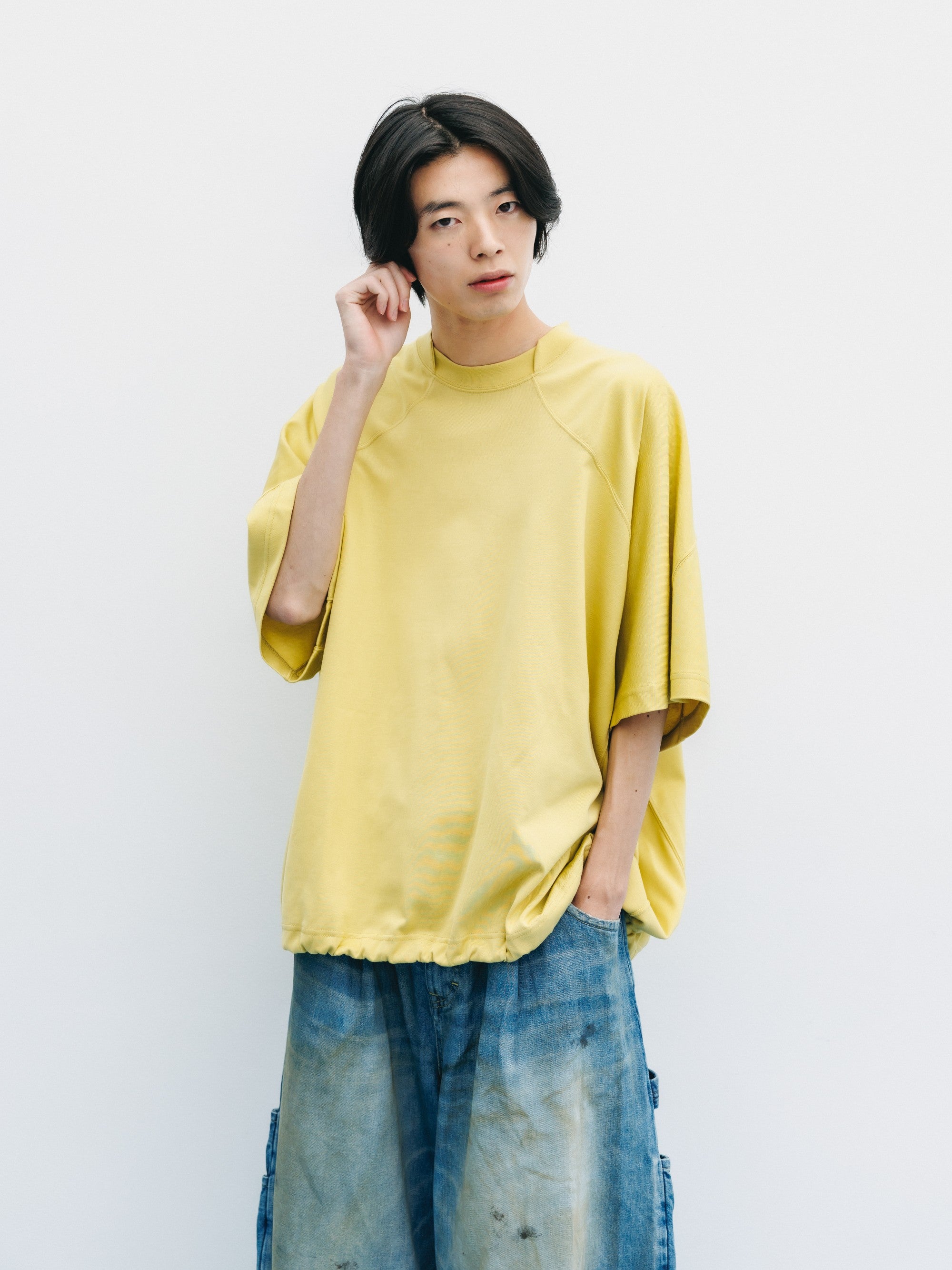 【6.6 SAT 20:00- IN STOCK】BLANK GAME S/S T-SHIRT WITH DRAWSTRINGS (MUSTARD YELLOW)