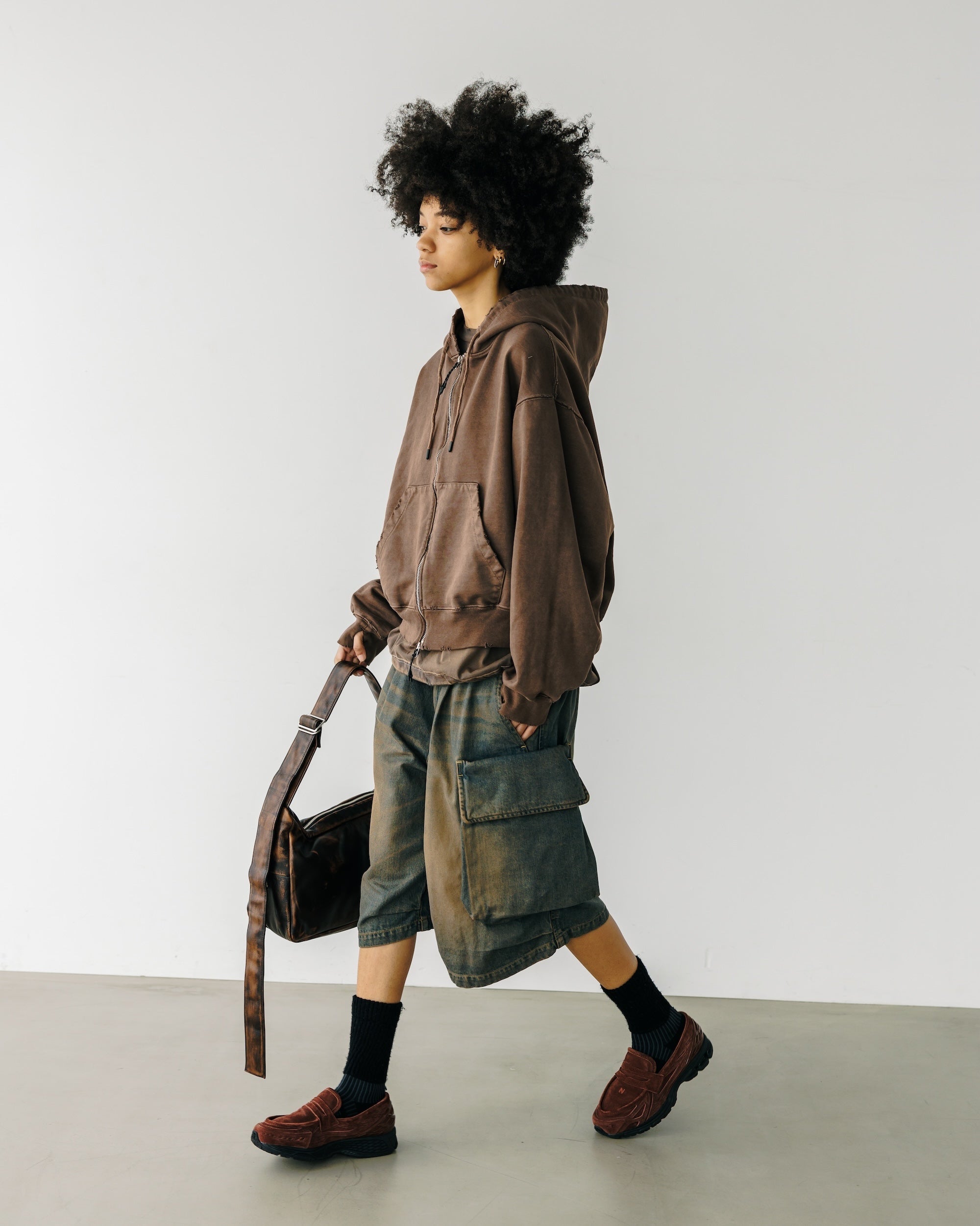 【3.18 WED 20:00- IN STOCK】VINTAGE DYED SELVEDGE DENIM CITY MILITARY HALF PANTS (VINTAGE BROWN)