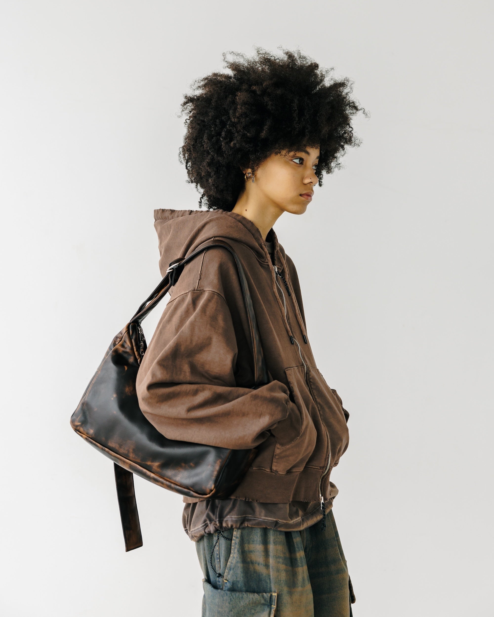VINTAGE LEATHER HOLIDAY BAG (BROWN)