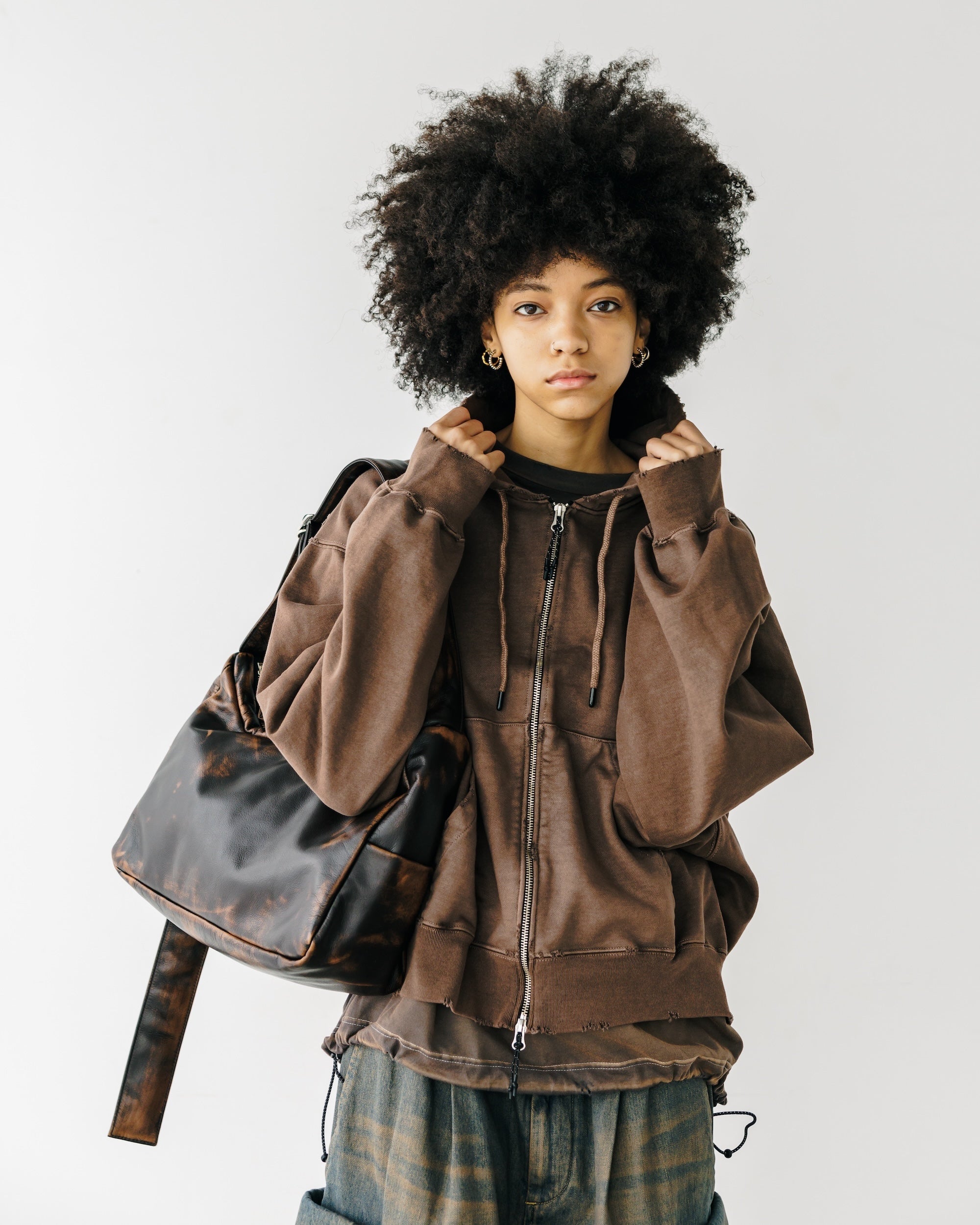 VINTAGE LEATHER HOLIDAY BAG (BROWN)