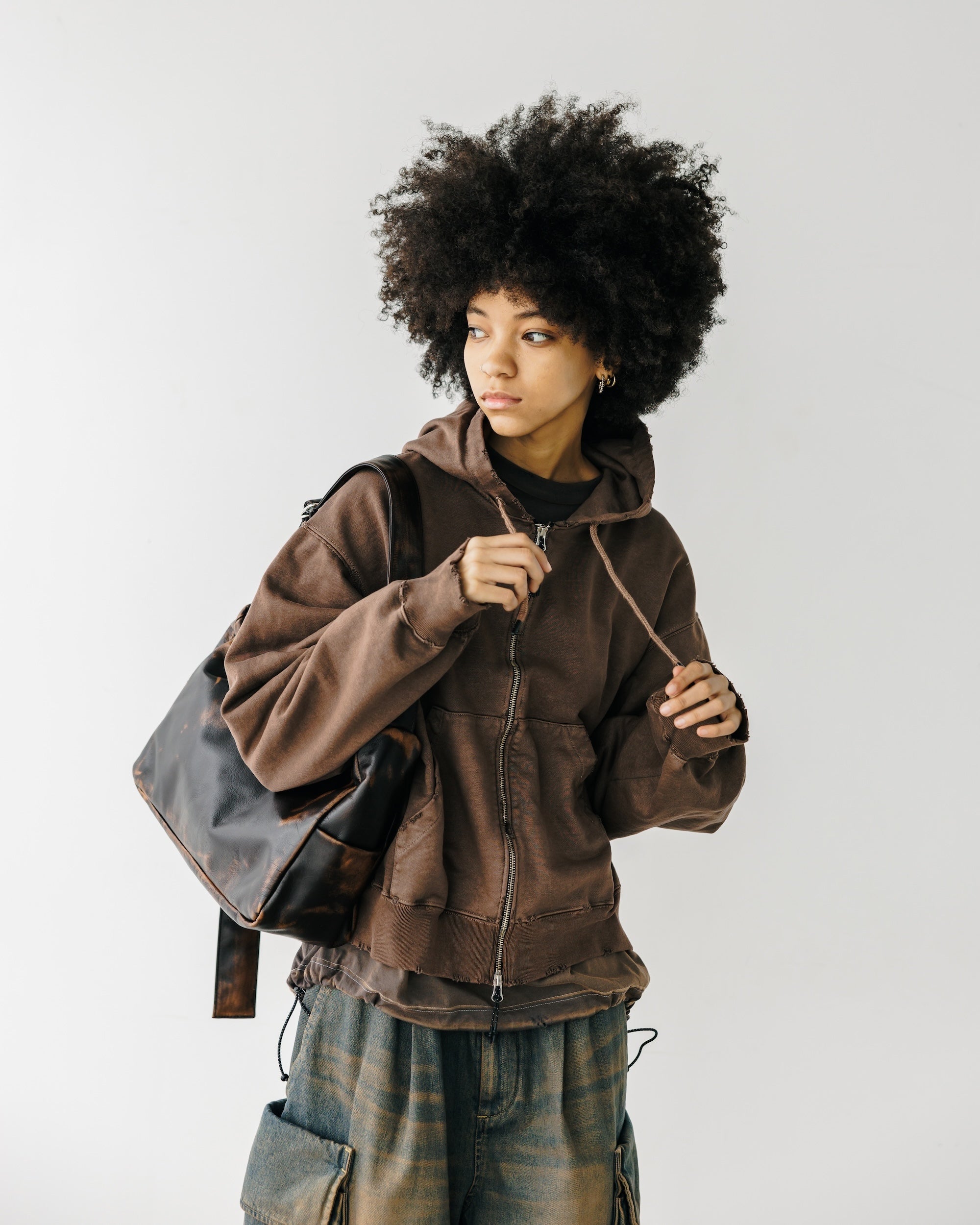 VINTAGE LEATHER HOLIDAY BAG (BROWN)