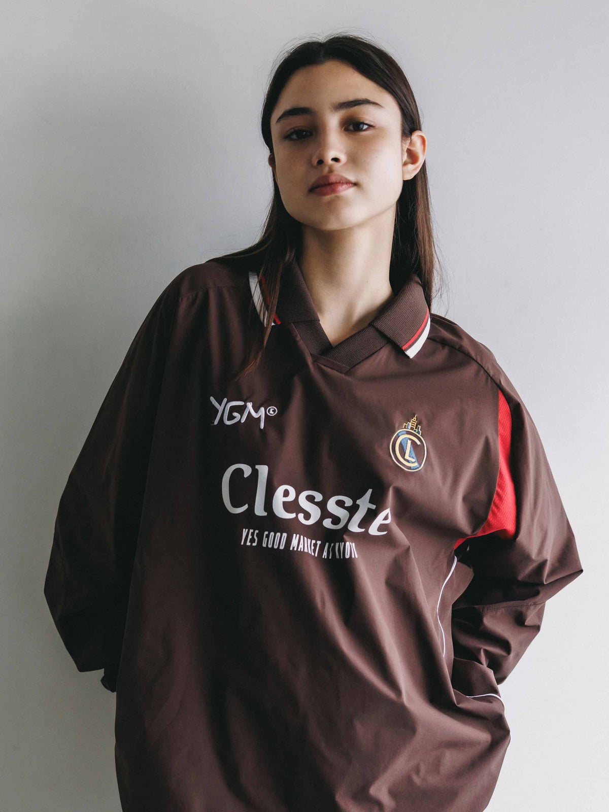【10.4 SUN 20:00- IN STOCK】【LIMITED】 “YES GOOD MARKET" ACTIVE CITY L/S GAME SHIRT (BROWN)