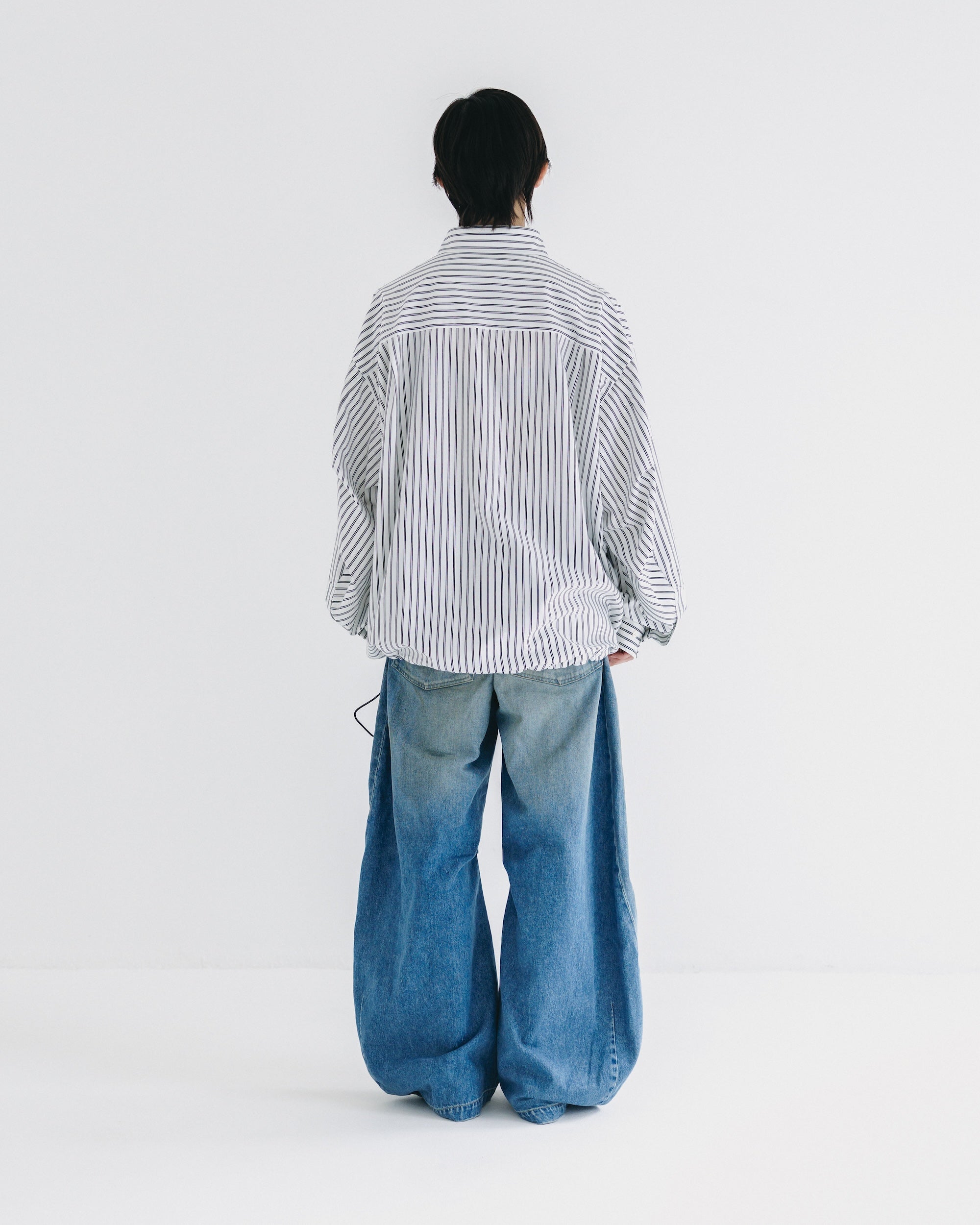 【10.1 WED 20:00- IN STOCK】VINTAGE DYED SELVEDGE DENIM BARREL LEG PANTS (VINTAGE LIGHT INDIGO)