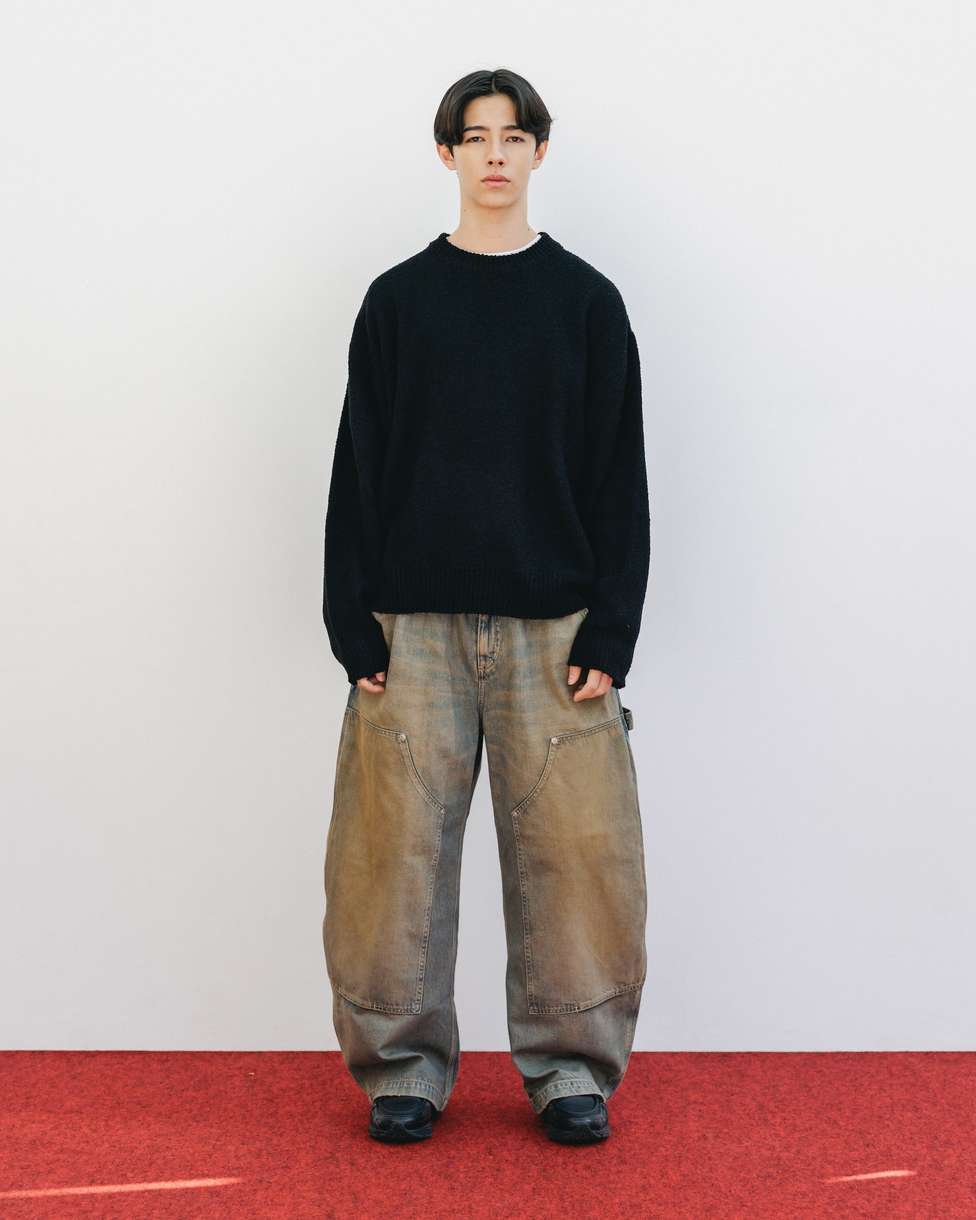 【12.10 WED 20:00- IN STOCK】SLUB PILE KNIT PULLOVER (BLACK)