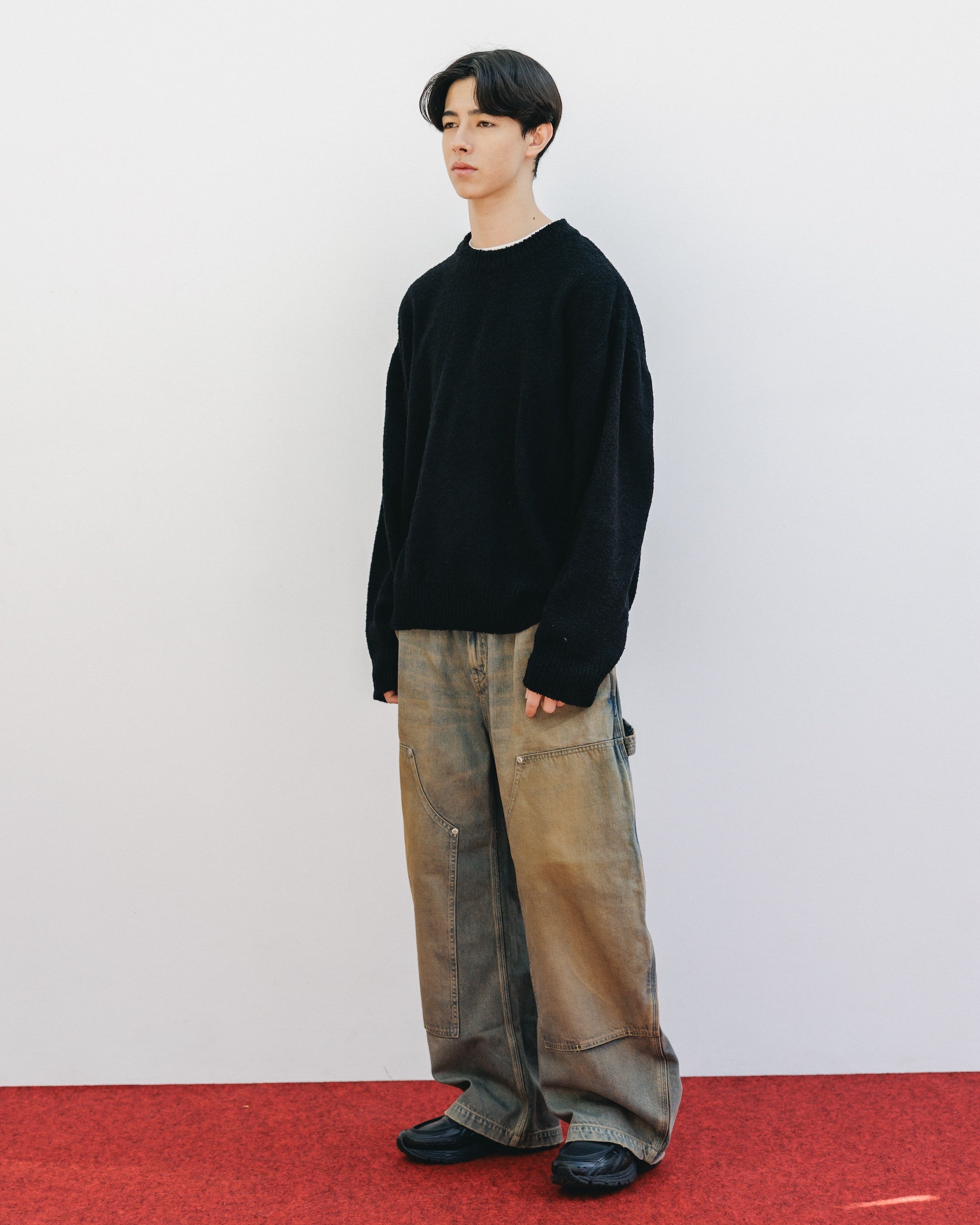 【12.10 WED 20:00- IN STOCK】SLUB PILE KNIT PULLOVER (BLACK)