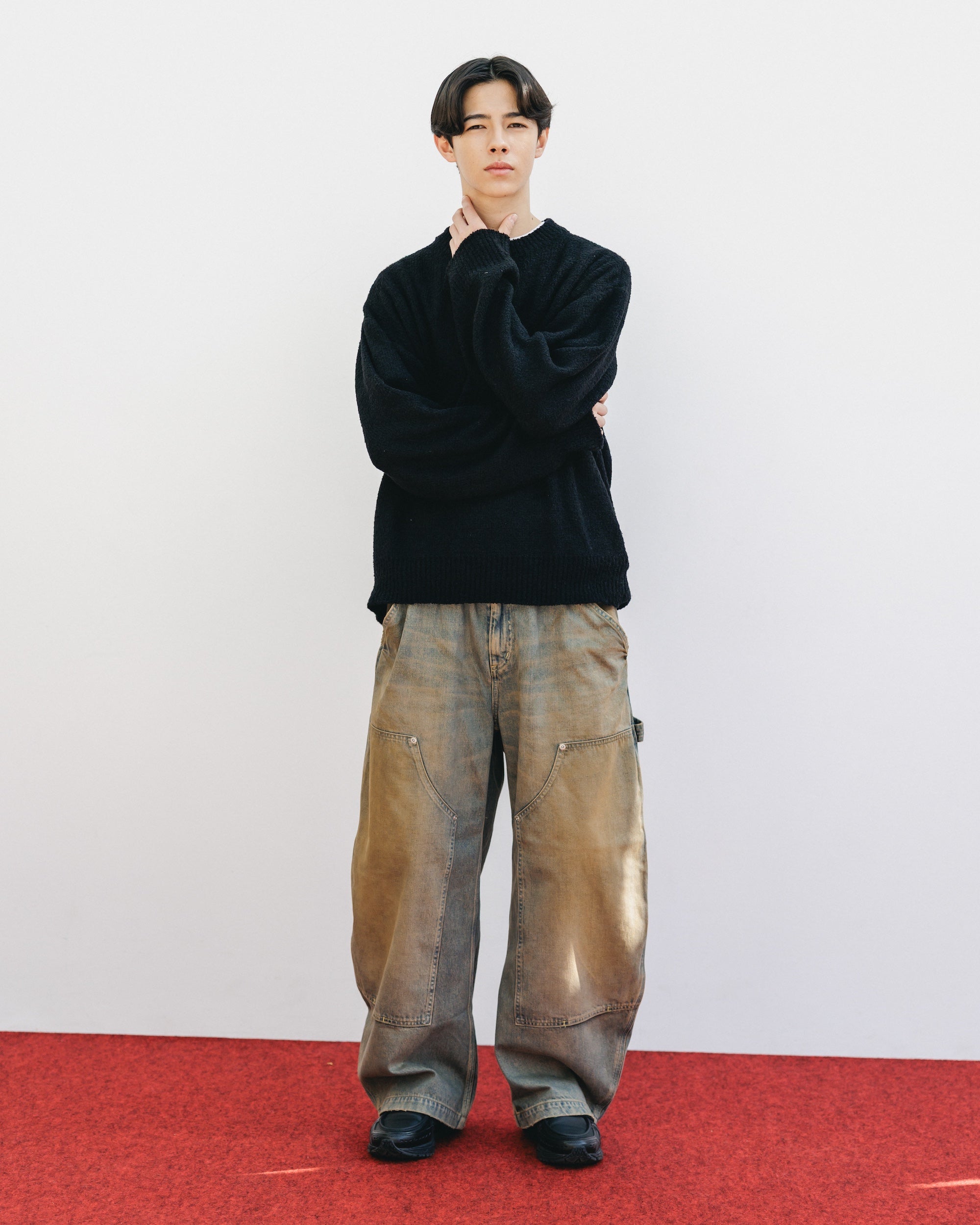 【12.10 WED 20:00- IN STOCK】SLUB PILE KNIT PULLOVER (BLACK)