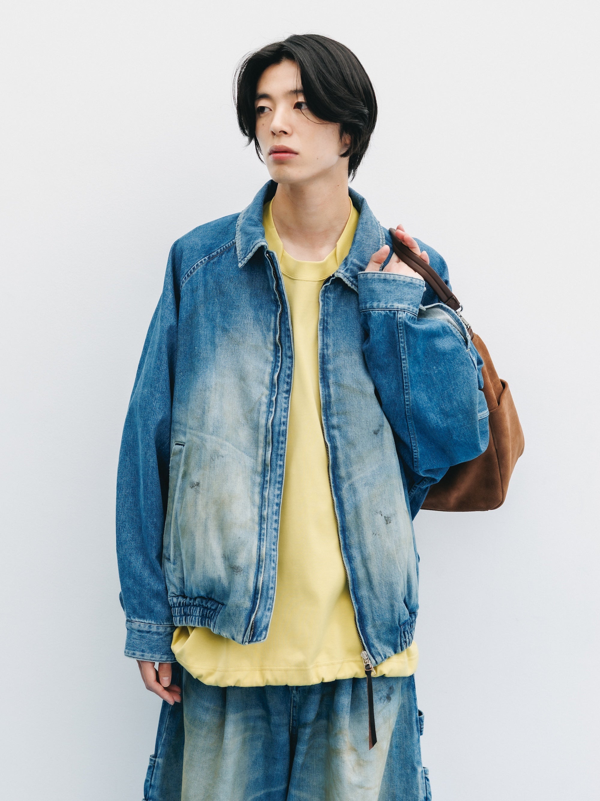 【9.2 WED 20:00- IN STOCK】VINTAGE DYED SELVEDGE DENIM CITY UTILITY JACKET (LIGHT INDIGO)