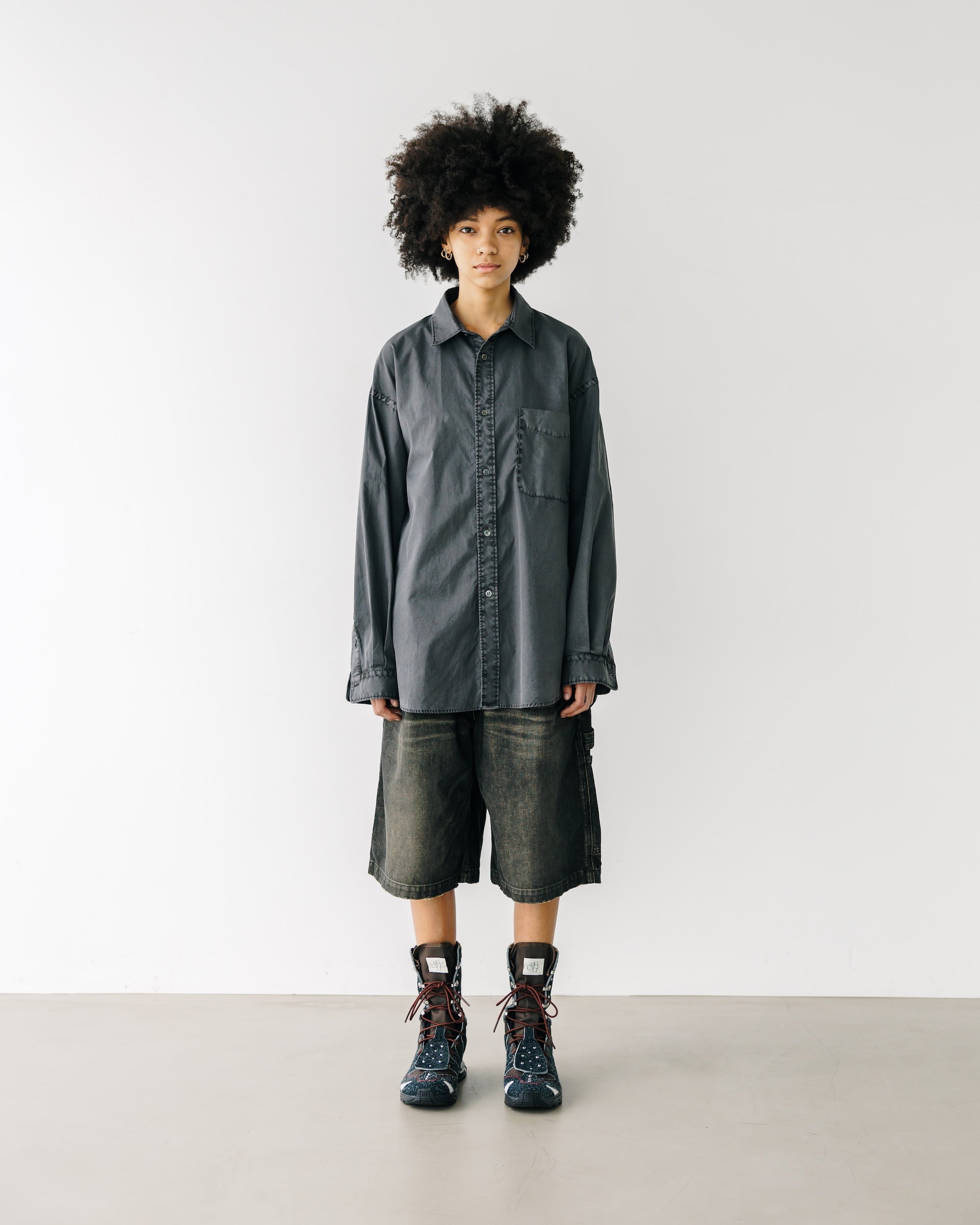 PIGMENT DYED OXFORD CITY SHIRT (FADE BLACK)