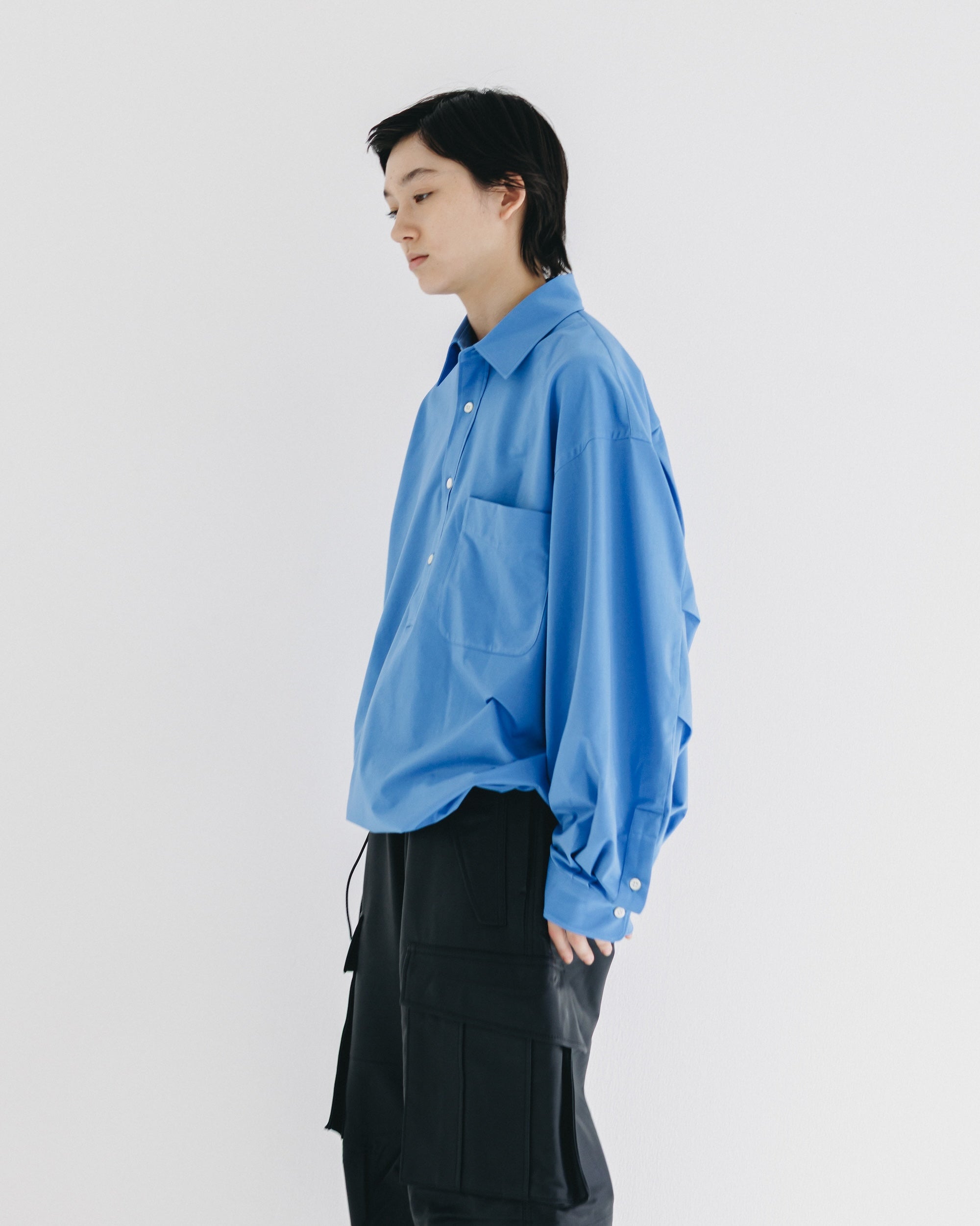 【9.27 SAT 20:00- IN STOCK】46G KNIT EVERYDAY PULLOVER L/S SHIRT (SAX BLUE)