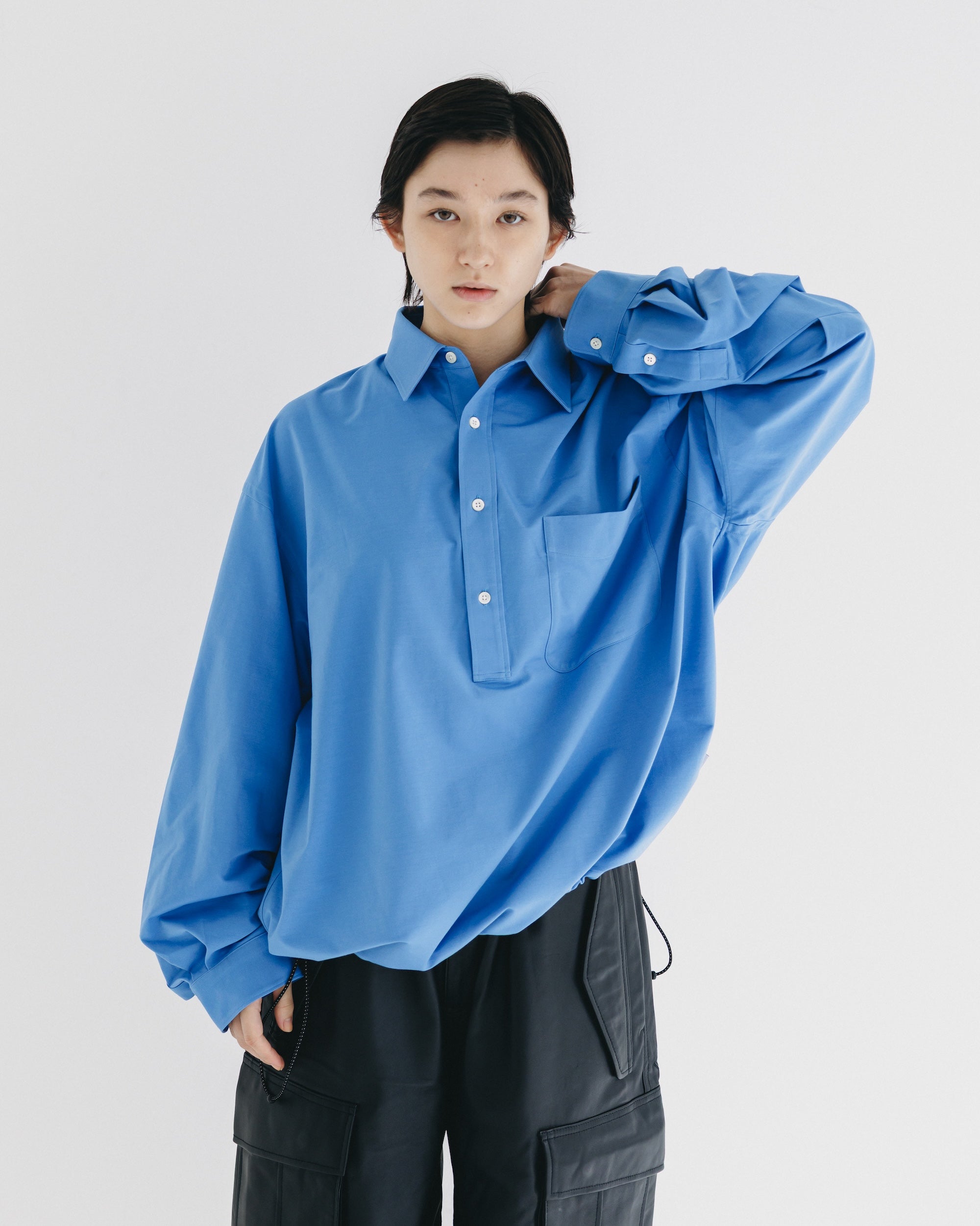 【9.27 SAT 20:00- IN STOCK】46G KNIT EVERYDAY PULLOVER L/S SHIRT (SAX BLUE)