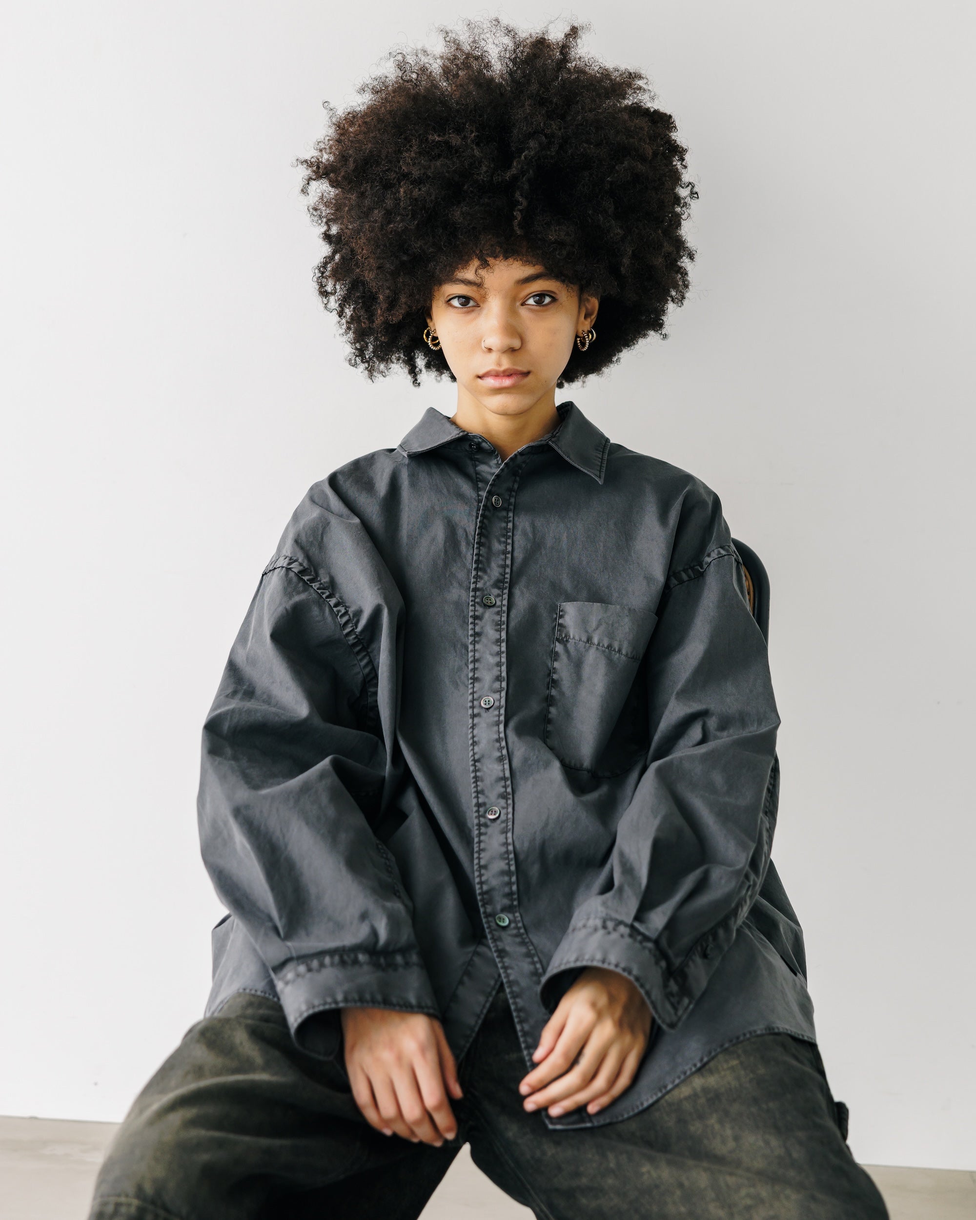 PIGMENT DYED OXFORD CITY SHIRT (FADE BLACK)