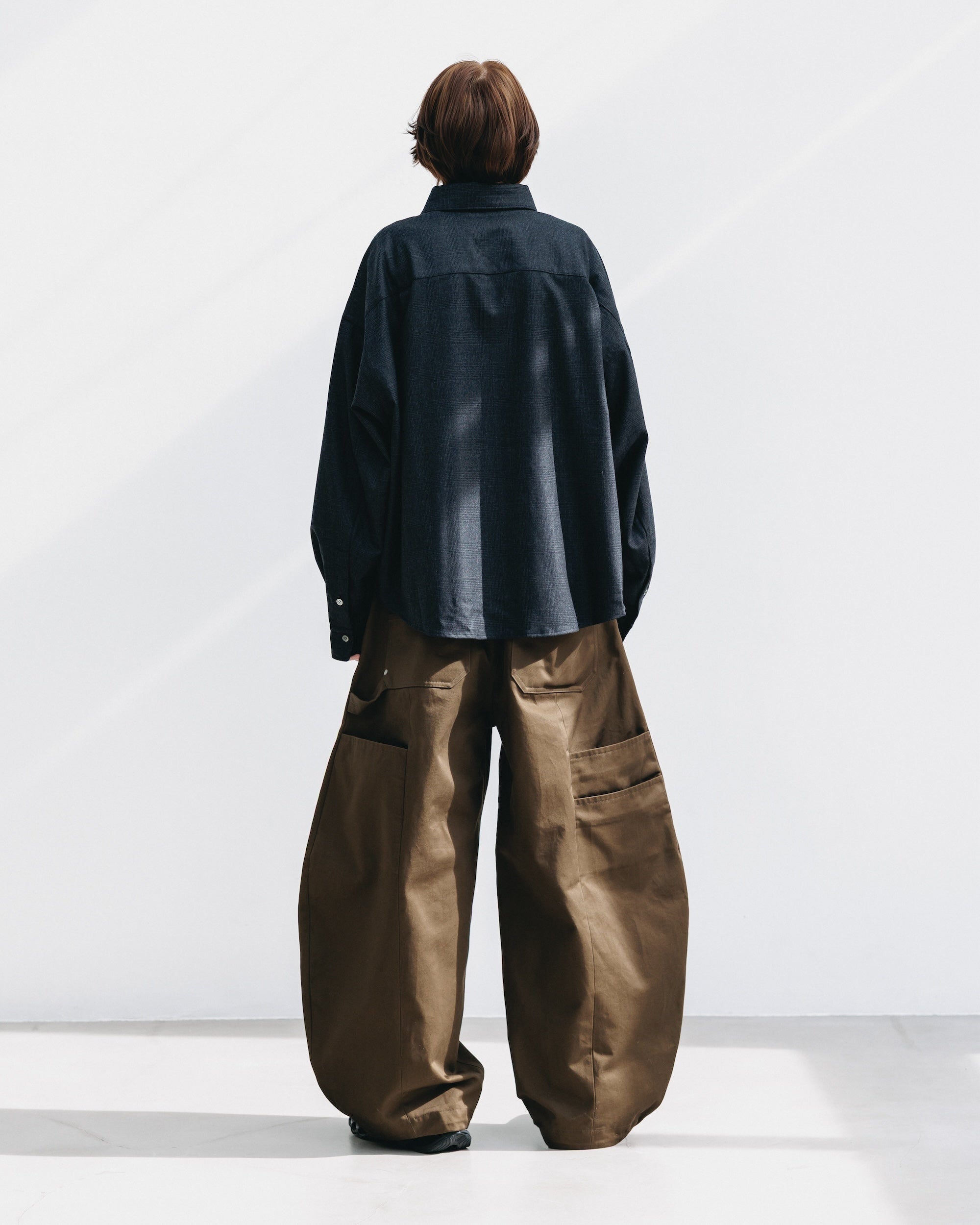 【11.12 WED 20:00- IN STOCK】LIGHT FLANNEL CROPPED LENGTH EVERYDAY L/S SHIRT (GLEN CHECK(GRAY))