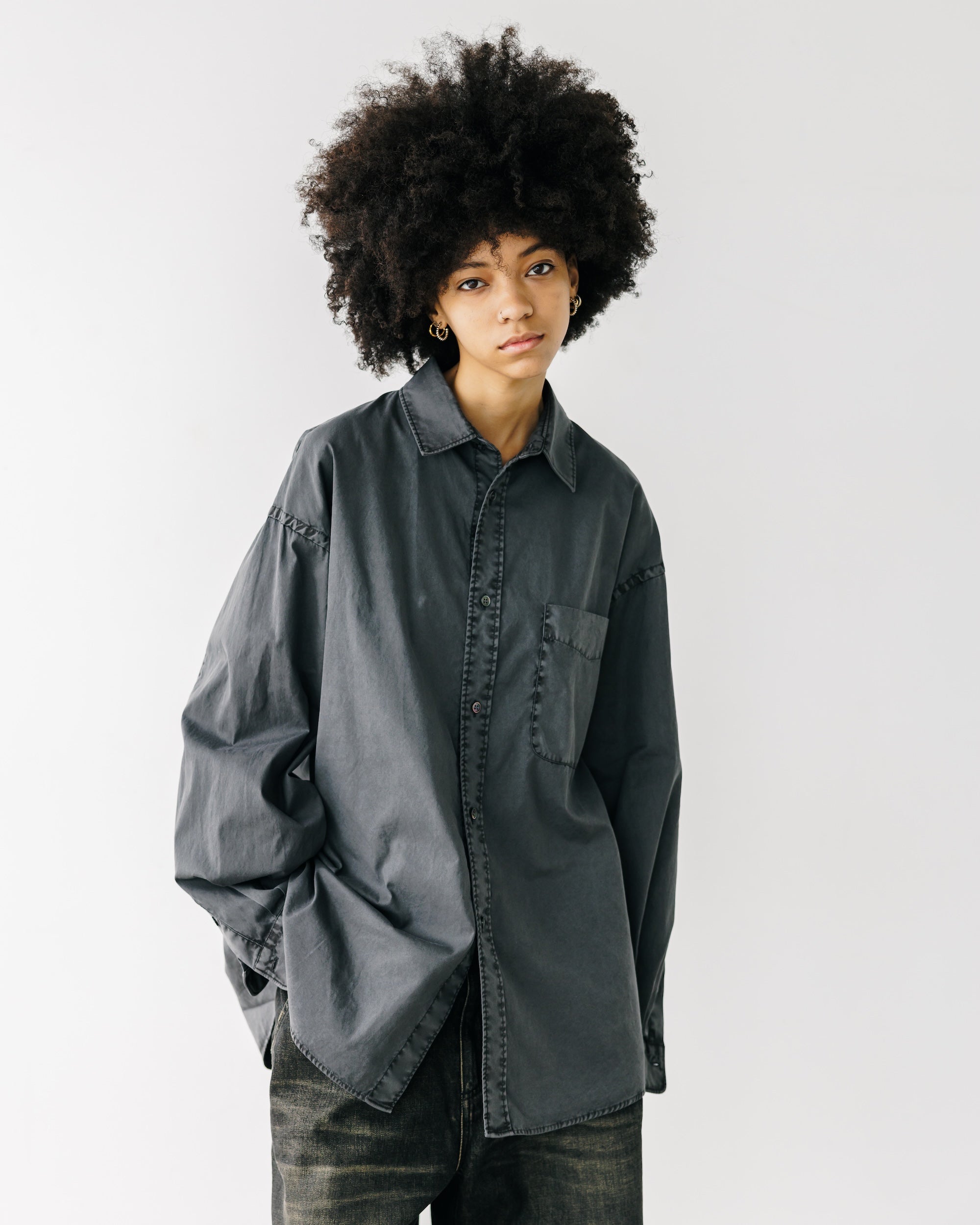 PIGMENT DYED OXFORD CITY SHIRT (FADE BLACK)