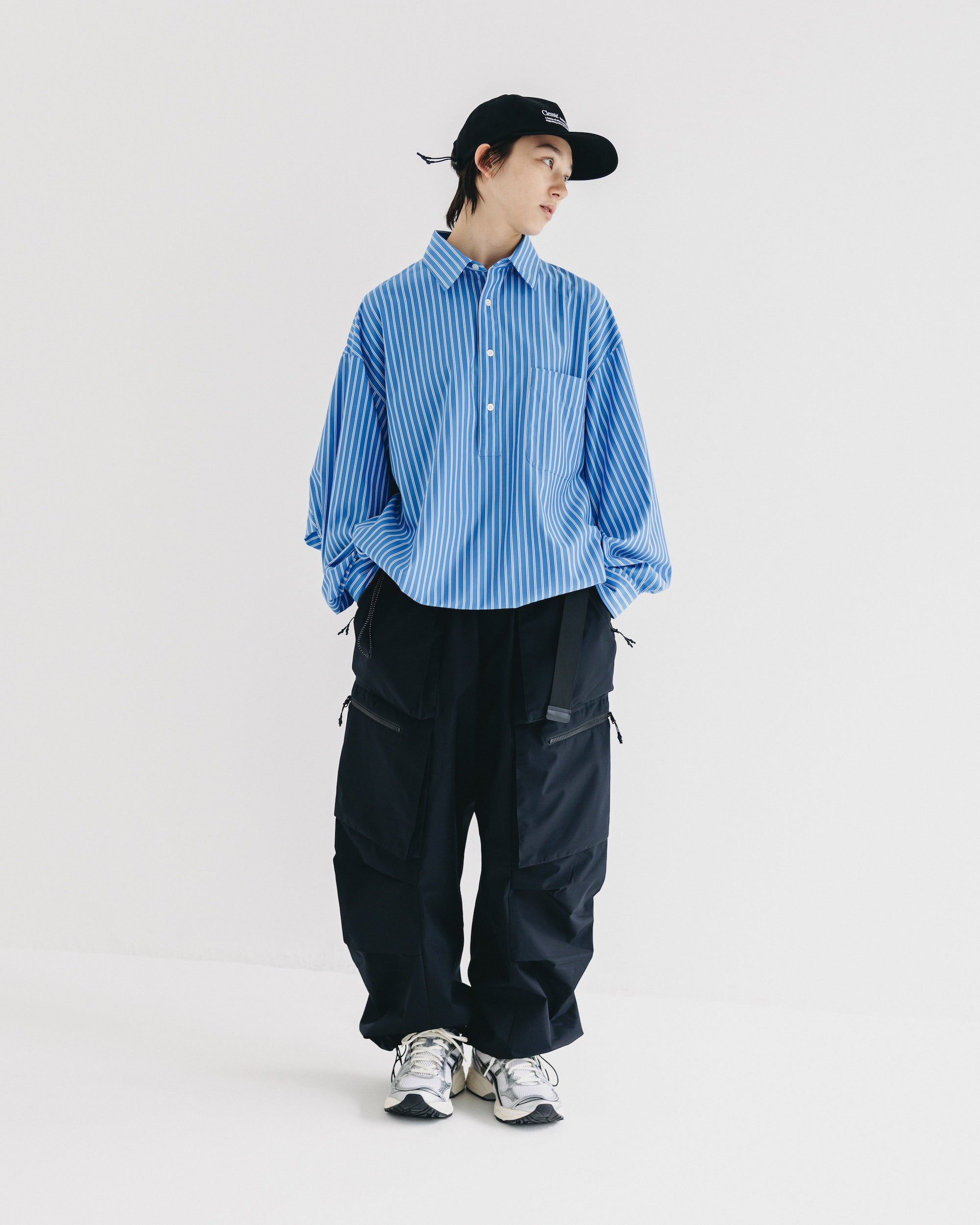 【9.27 SAT 20:00- IN STOCK】46G KNIT EVERYDAY PULLOVER L/S SHIRT (SAX BLUE STRIPE)