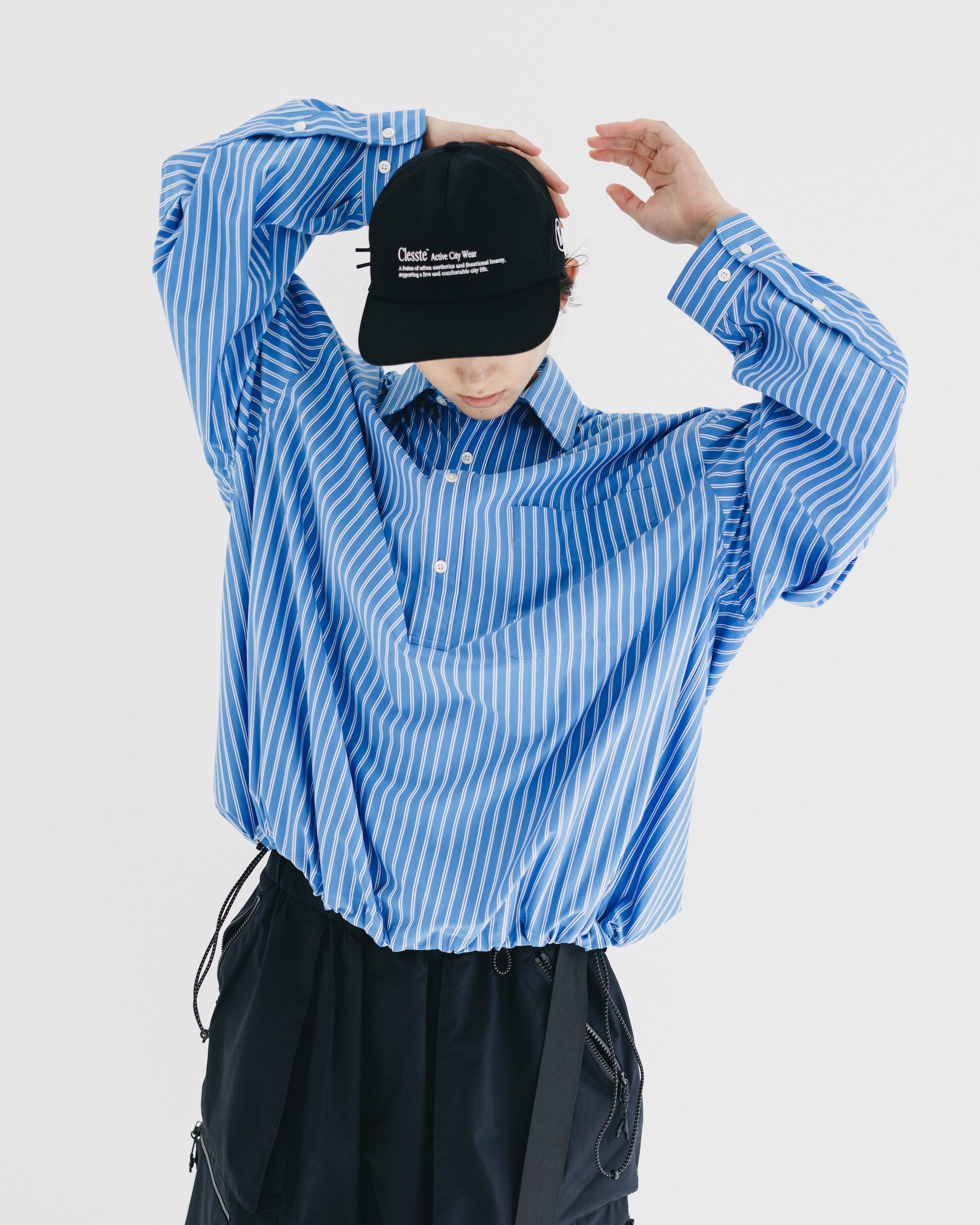 【9.27 SAT 20:00- IN STOCK】46G KNIT EVERYDAY PULLOVER L/S SHIRT (SAX BLUE STRIPE)