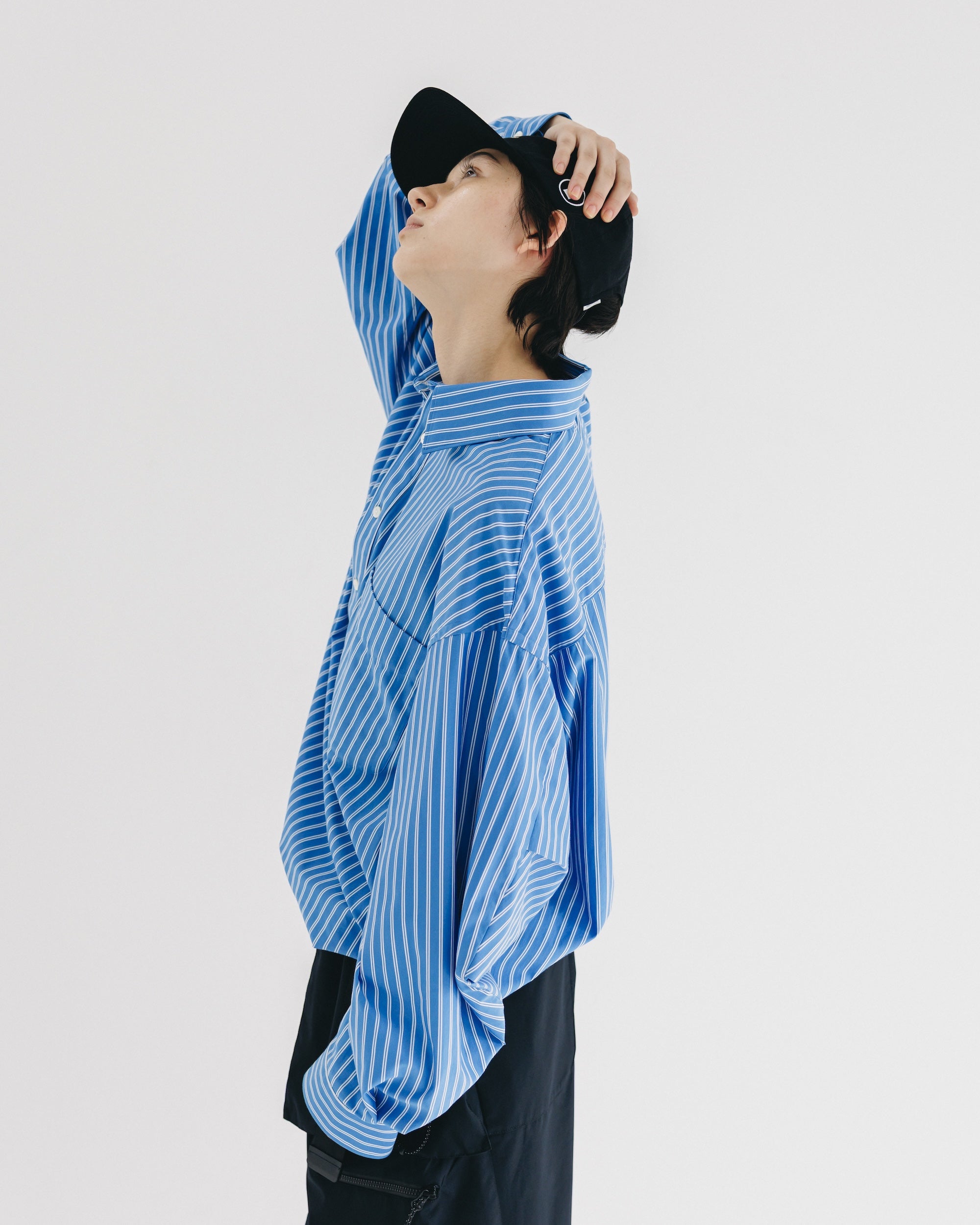 【9.27 SAT 20:00- IN STOCK】46G KNIT EVERYDAY PULLOVER L/S SHIRT (SAX BLUE STRIPE)