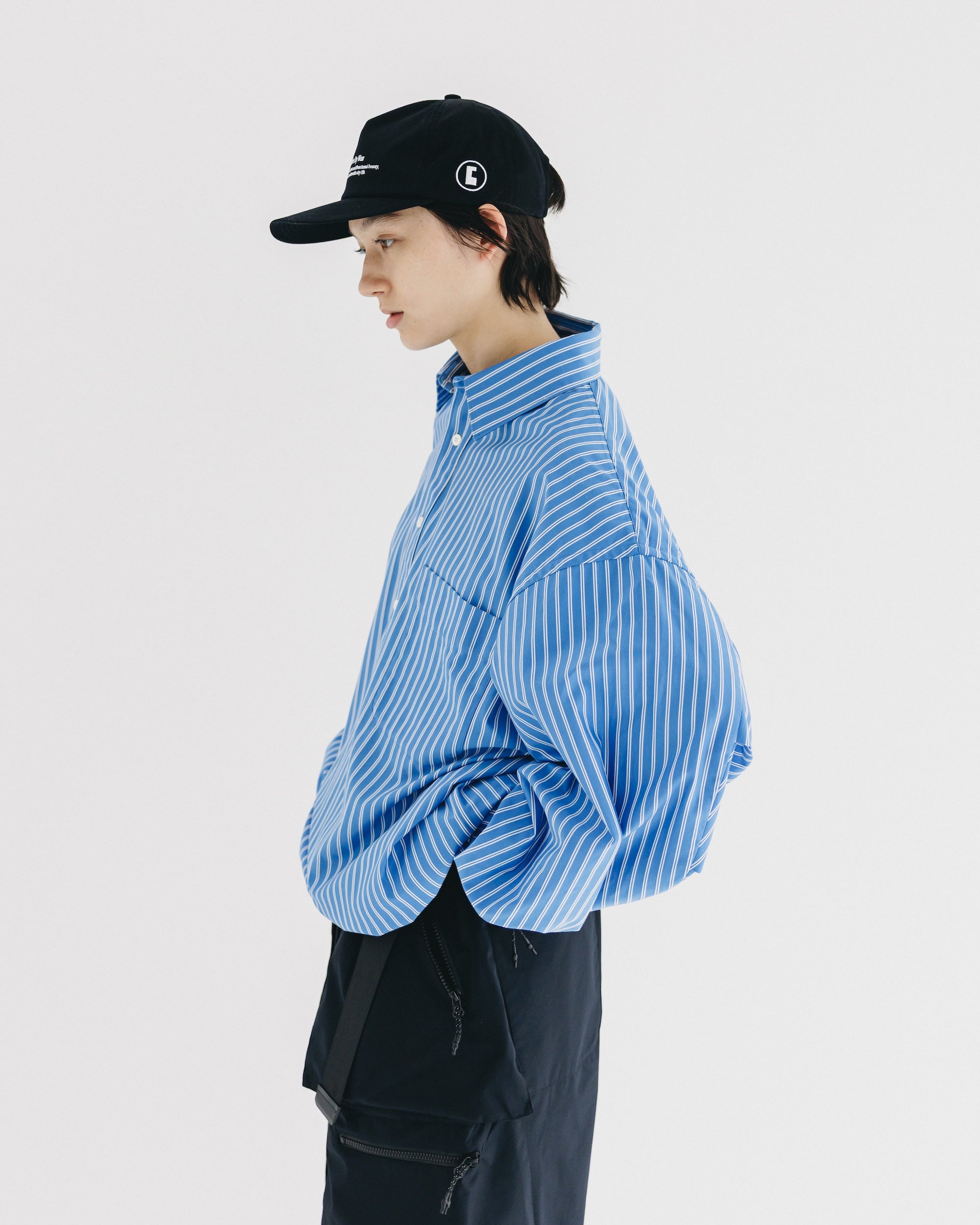 【9.27 SAT 20:00- IN STOCK】46G KNIT EVERYDAY PULLOVER L/S SHIRT (SAX BLUE STRIPE)