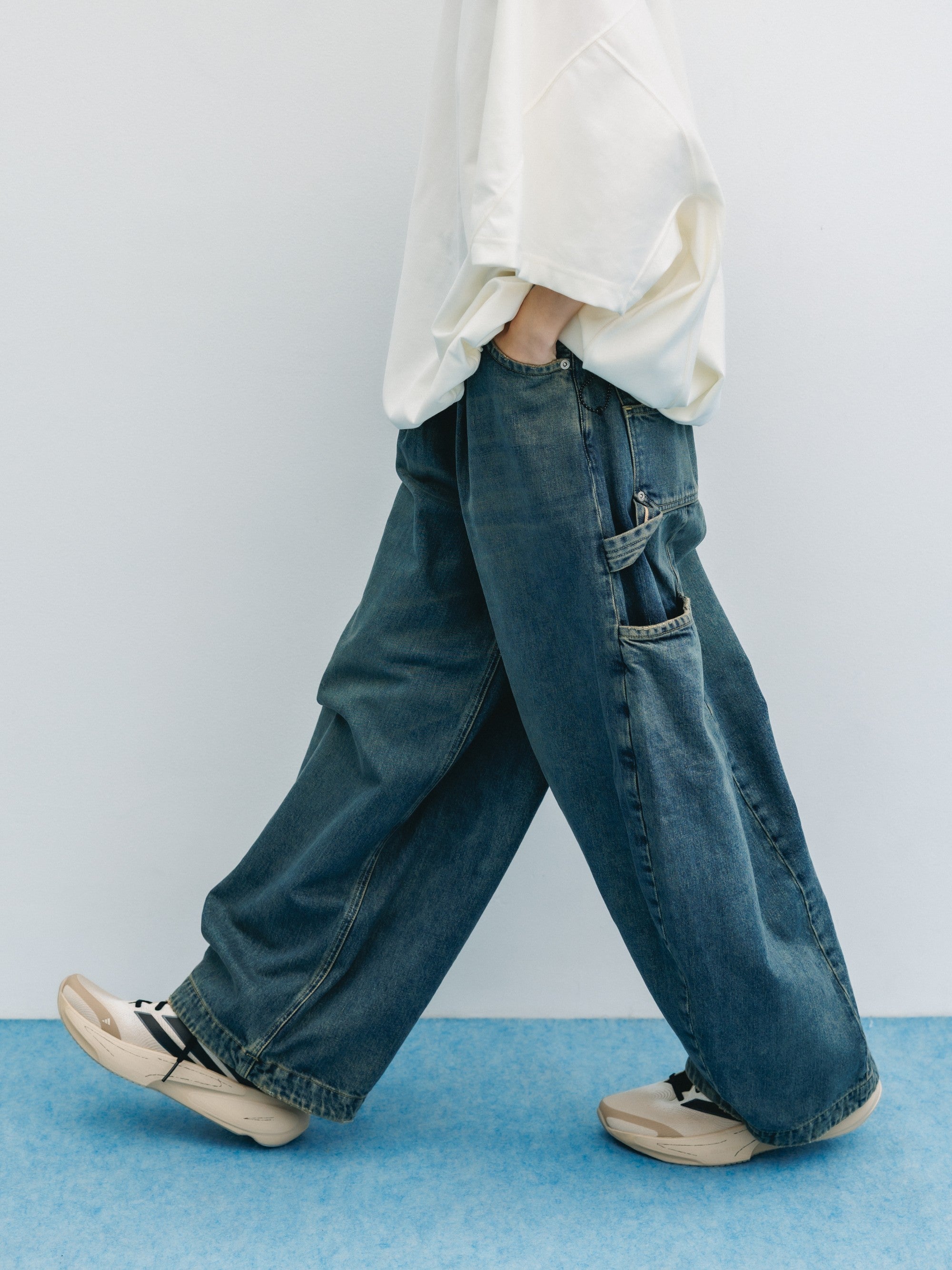 VINTAGE DYED SELVEDGE DENIM CITY MASSIVE UTILITY PANTS (VINTAGE INDIGO)
