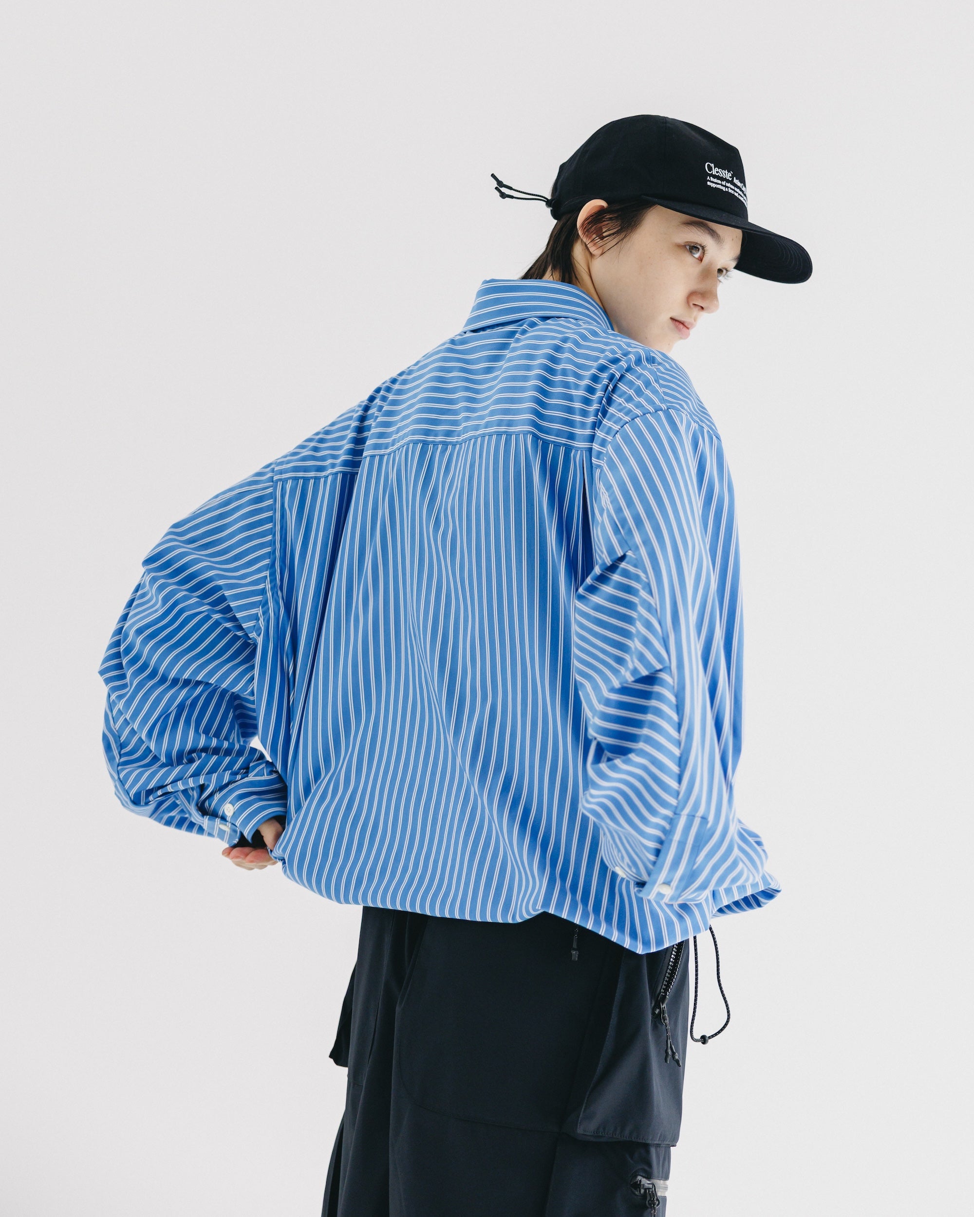 【9.27 SAT 20:00- IN STOCK】46G KNIT EVERYDAY PULLOVER L/S SHIRT (SAX BLUE STRIPE)
