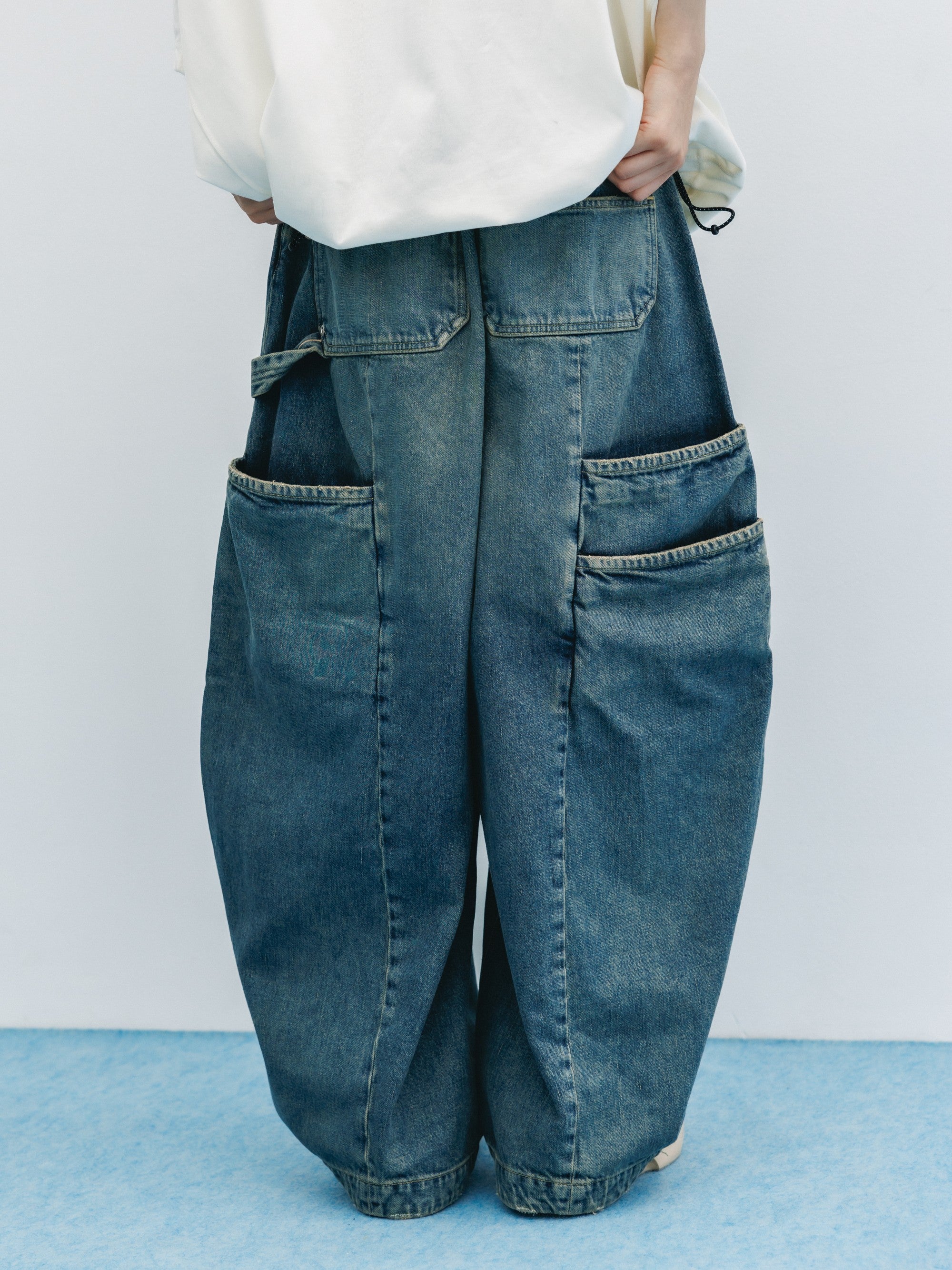 VINTAGE DYED SELVEDGE DENIM CITY MASSIVE UTILITY PANTS (VINTAGE INDIGO)