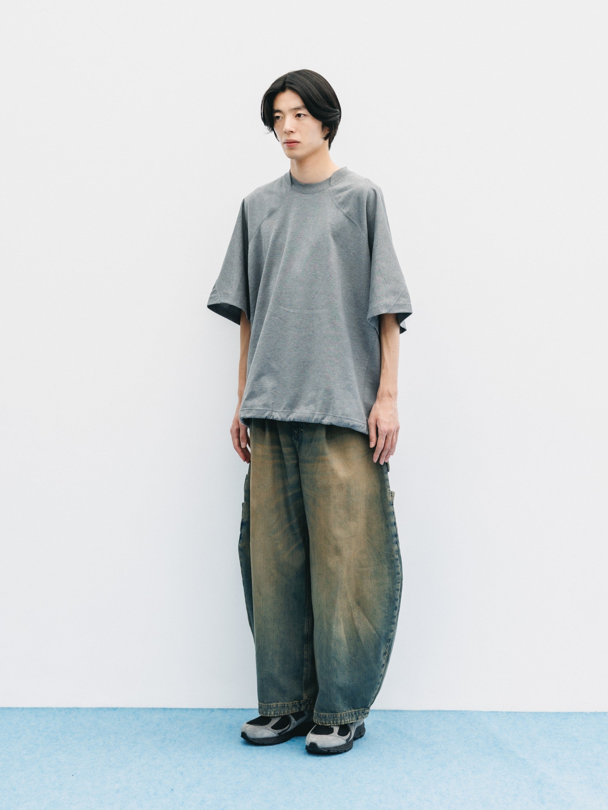 【6.6 SAT 20:00- IN STOCK】BLANK GAME S/S T-SHIRT WITH DRAWSTRINGS (HEATHER GRAY)