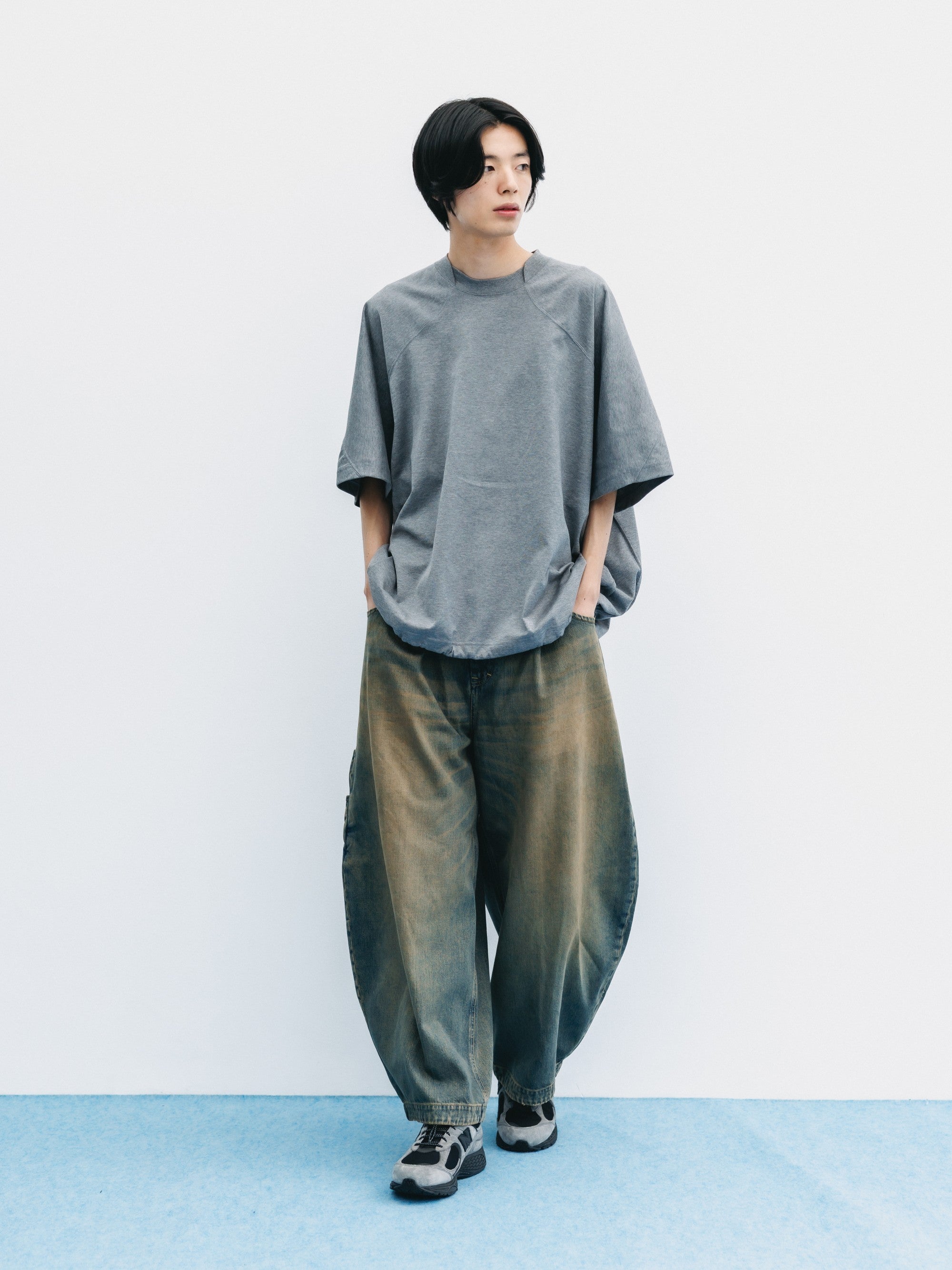 VINTAGE DYED SELVEDGE DENIM CITY MASSIVE UTILITY PANTS (VINTAGE BEIGE)