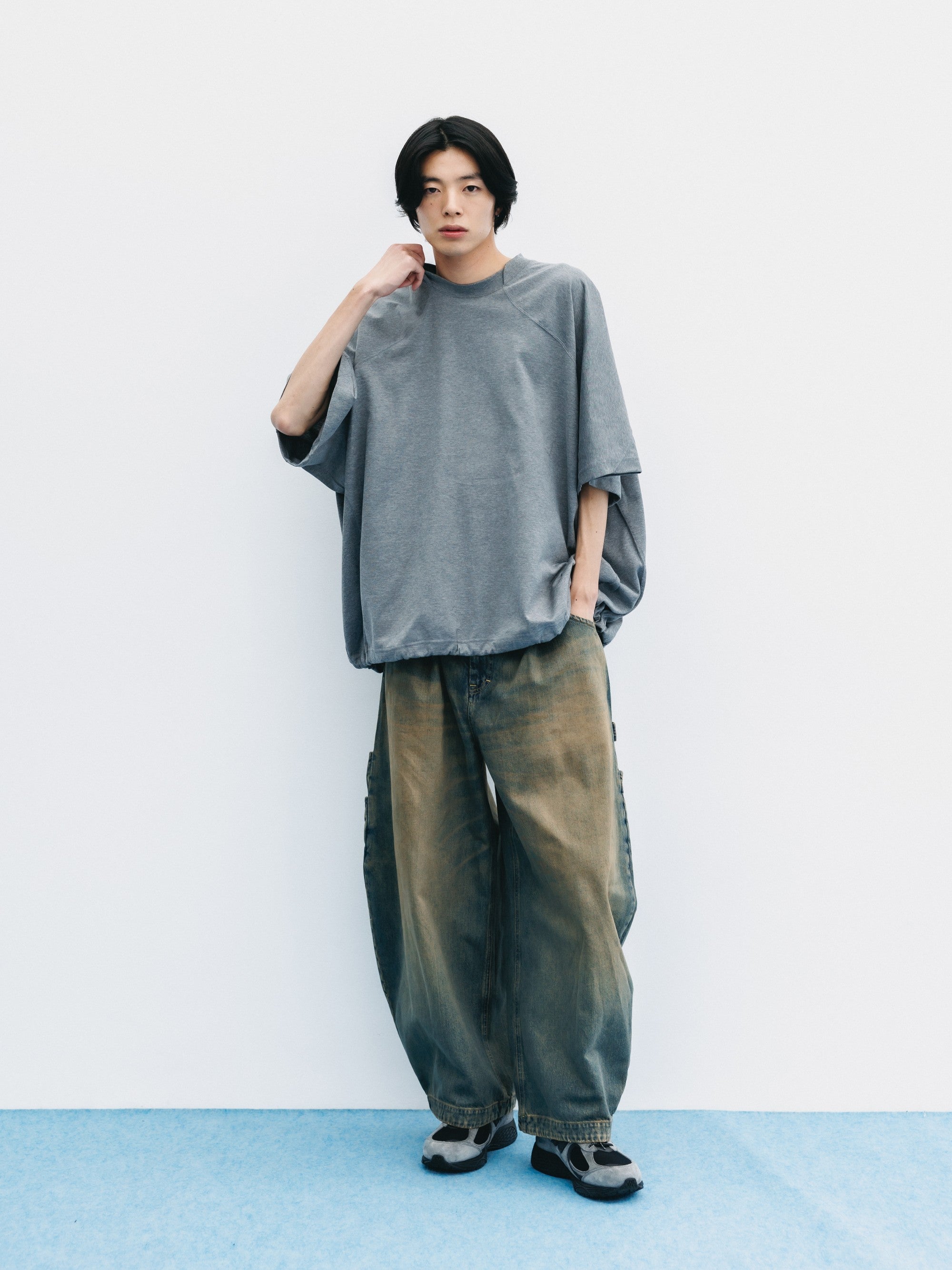 VINTAGE DYED SELVEDGE DENIM CITY MASSIVE UTILITY PANTS (VINTAGE BEIGE)