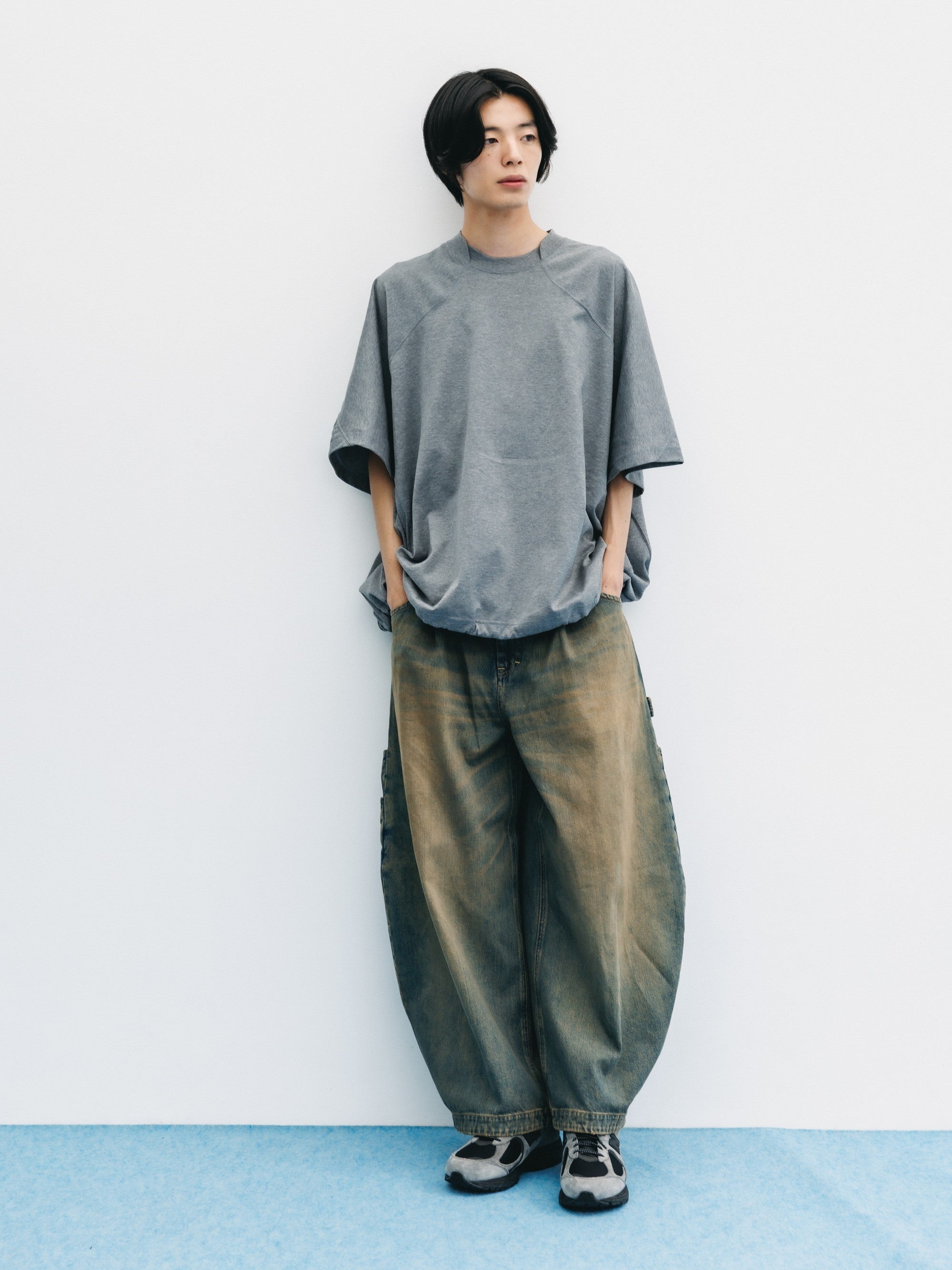 【6.6 SAT 20:00- IN STOCK】BLANK GAME S/S T-SHIRT WITH DRAWSTRINGS (HEATHER GRAY)