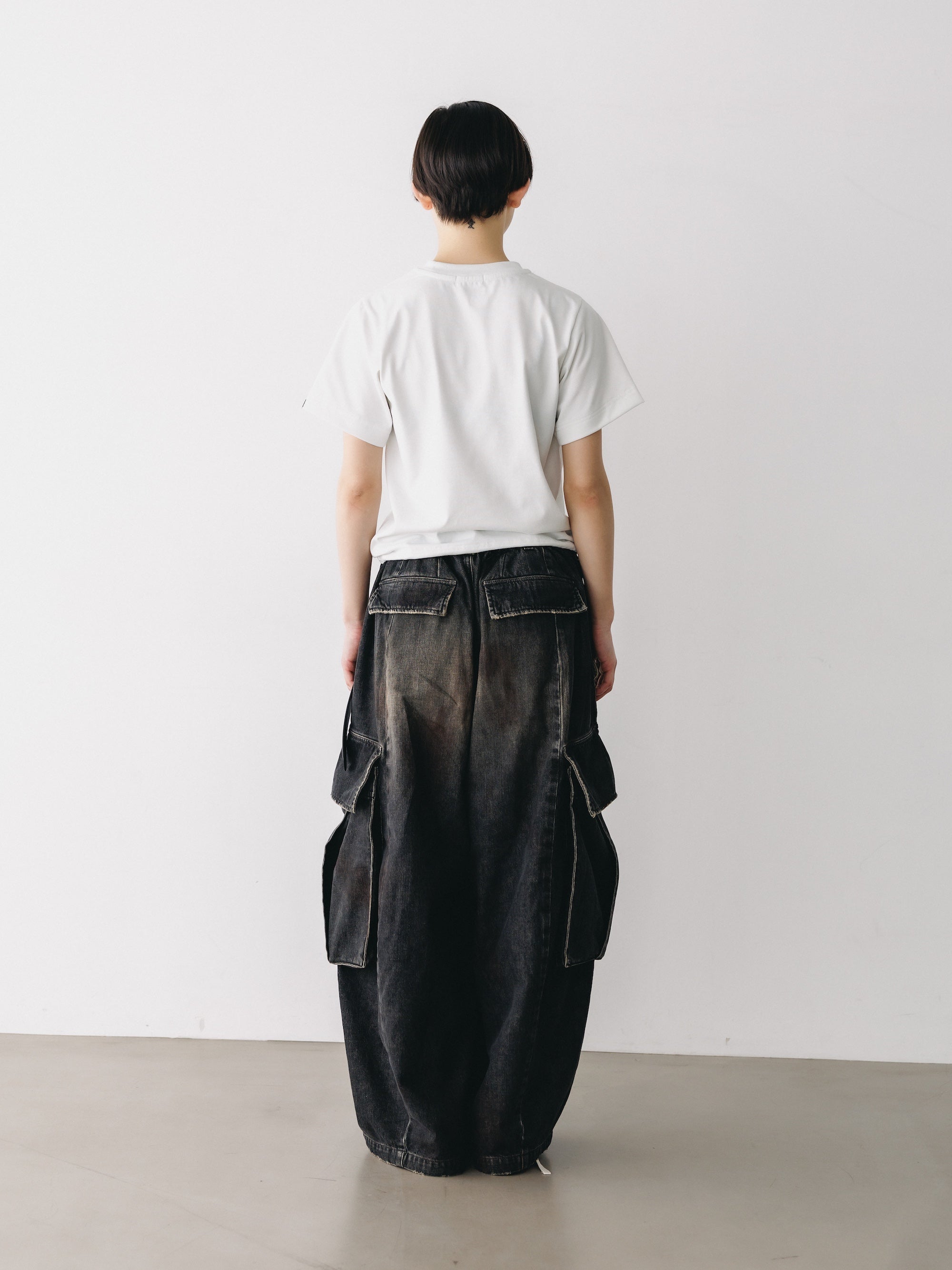 VINTAGE DYED SELVEDGE DENIM CITY MEGA POCKET BALLOON CARGO PANTS (VINTAGE BLACK)