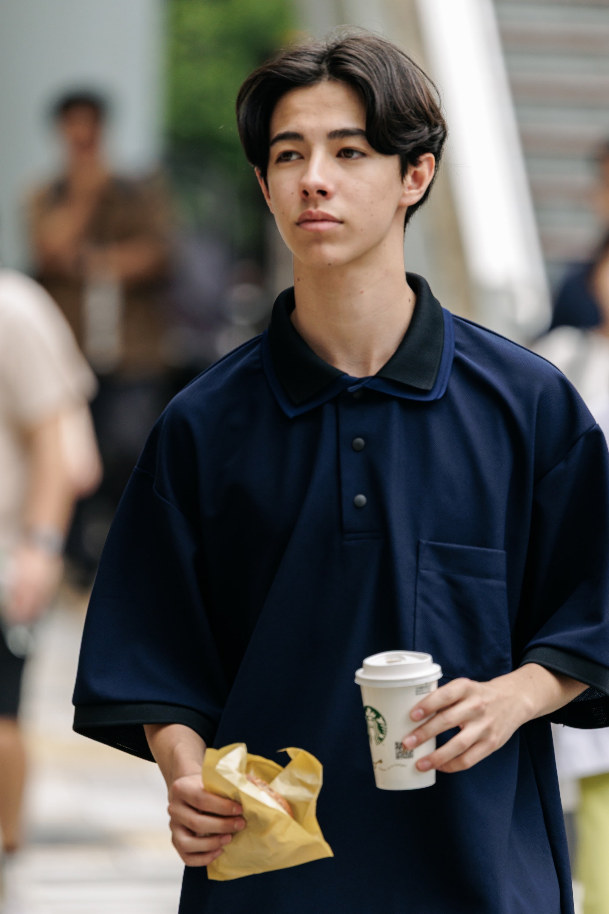 【8.20 WED 20:00- IN STOCK】ACTIVE CITY S/S DOUBLE COLLAR POLO SHIRT (NAVY×BLACK)