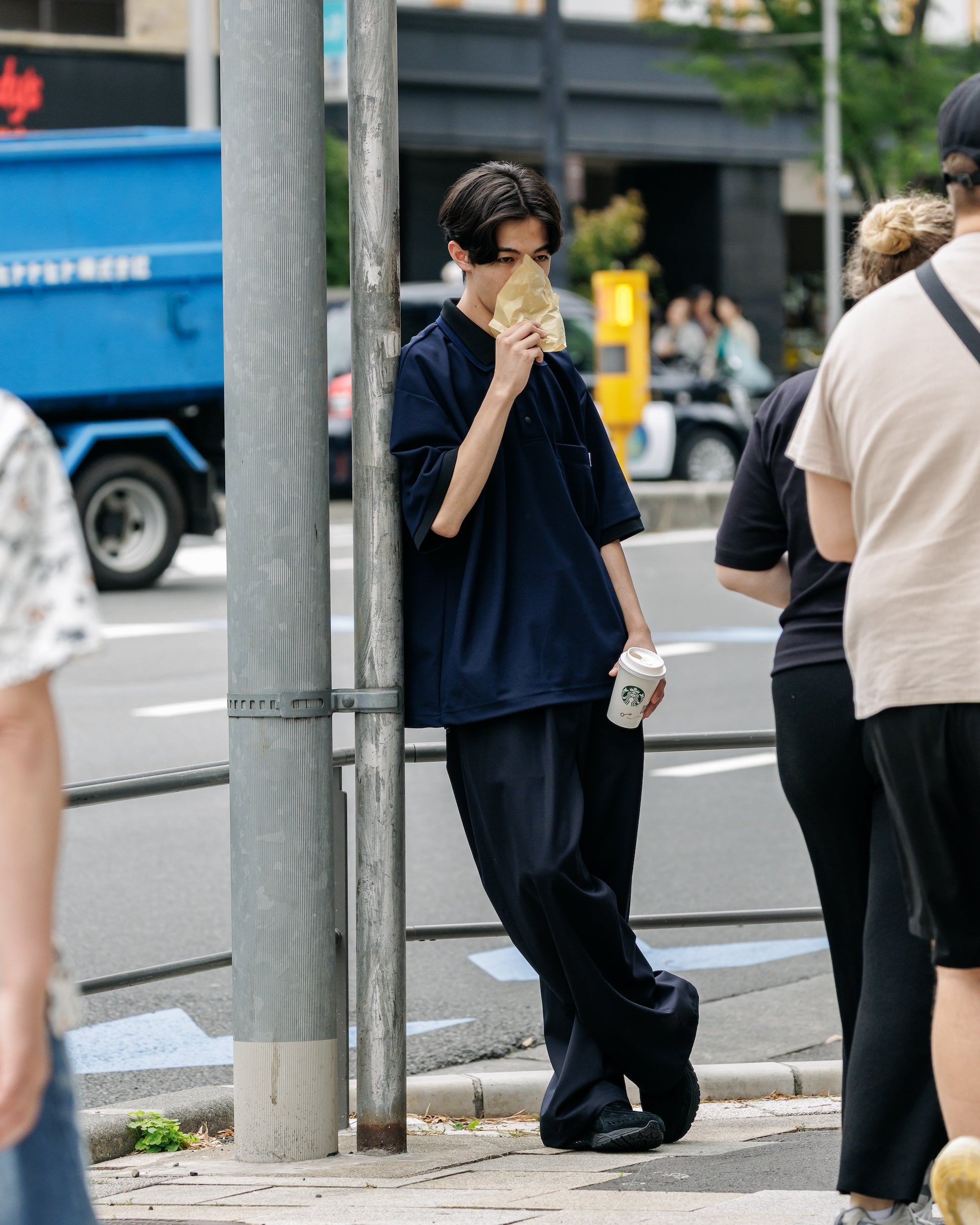 【8.20 WED 20:00- IN STOCK】ACTIVE CITY S/S DOUBLE COLLAR POLO SHIRT (NAVY×BLACK)