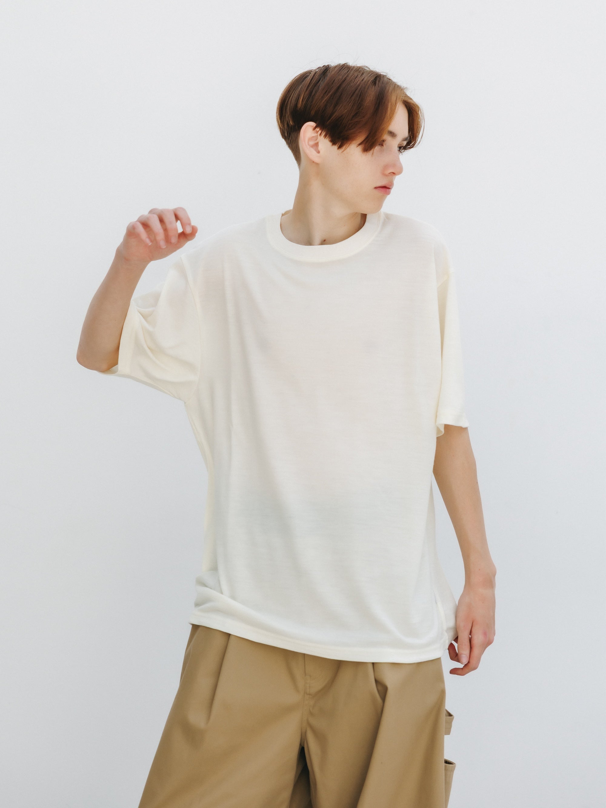 WASHABLE WOOL S/S T-SHIRT (WHITE)