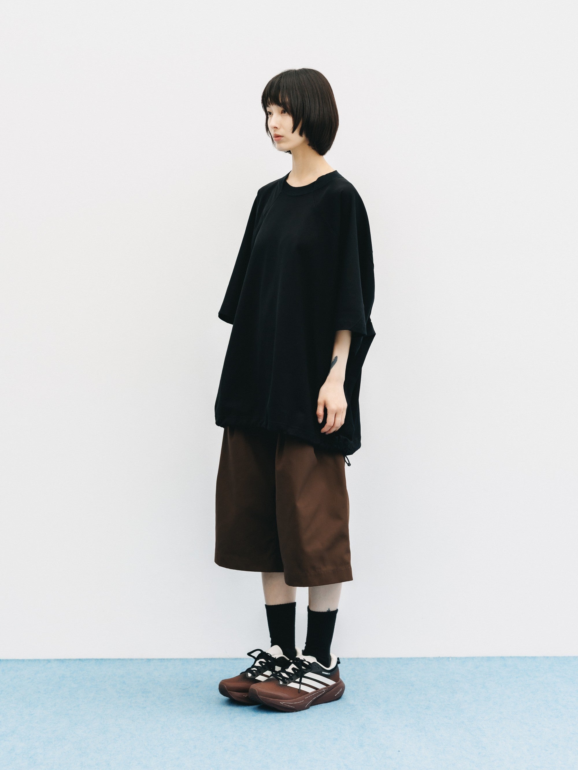 【6.6 SAT 20:00- IN STOCK】BLANK GAME S/S T-SHIRT WITH DRAWSTRINGS (BLACK)
