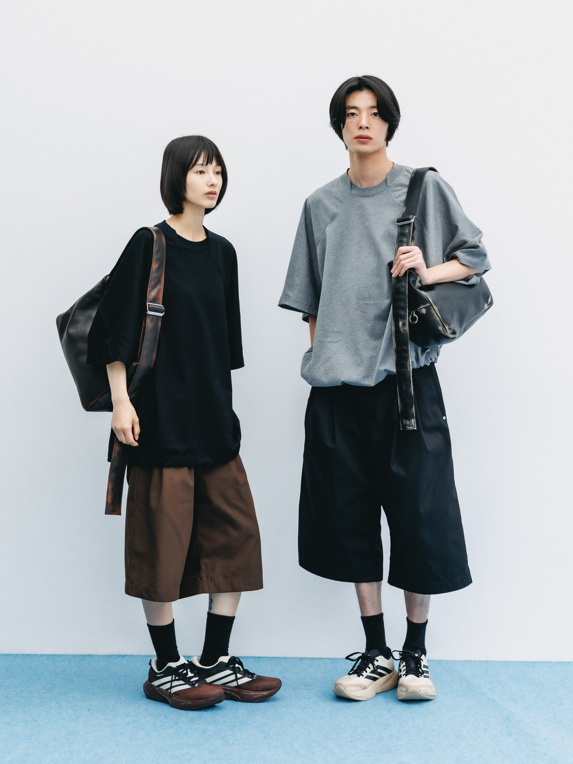 【6.6 SAT 20:00- IN STOCK】T/C GABARDINE CITY BAGGY HALF PANTS (BLACK)