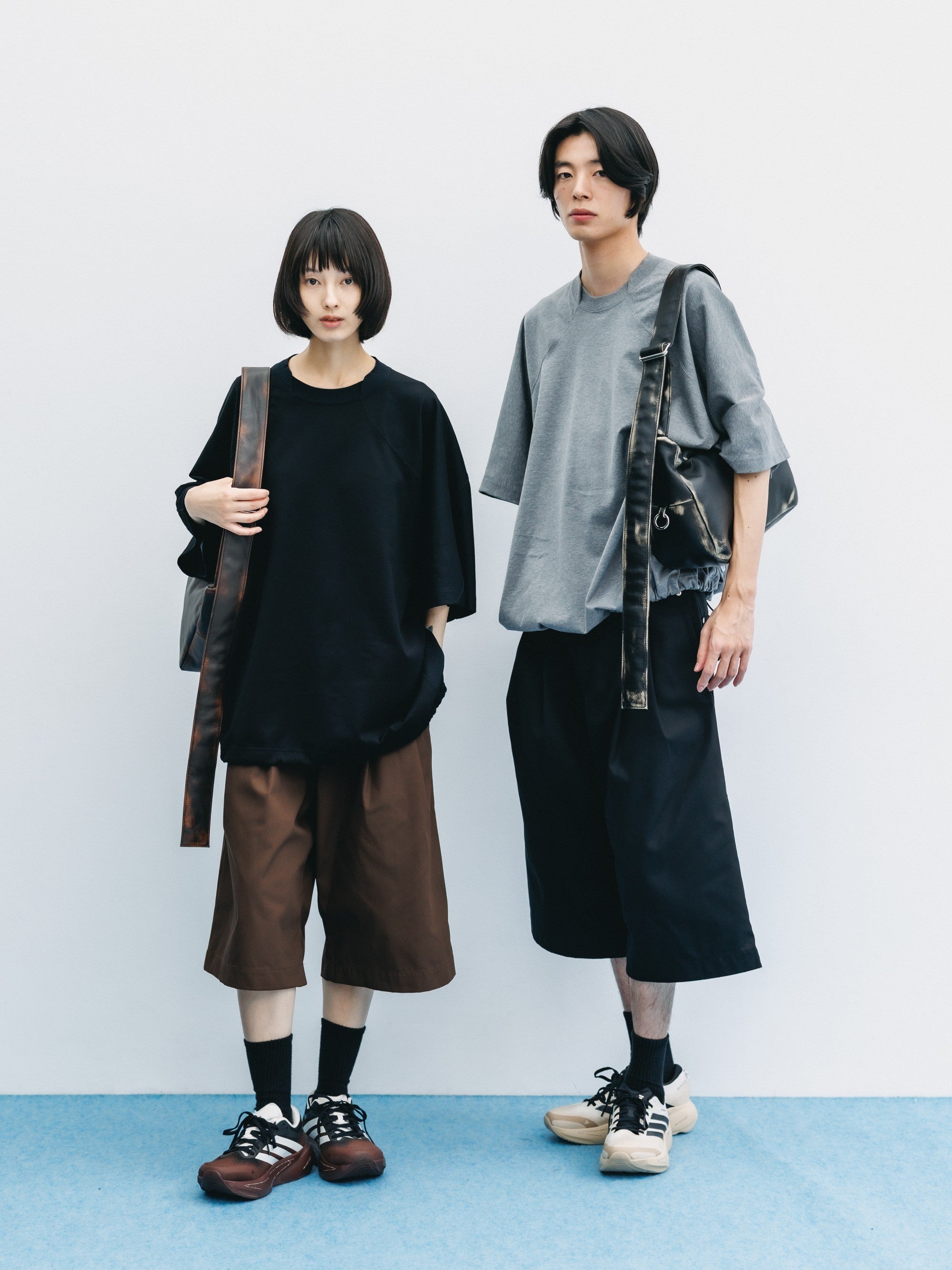 【6.6 SAT 20:00- IN STOCK】T/C GABARDINE CITY BAGGY HALF PANTS (BLACK)