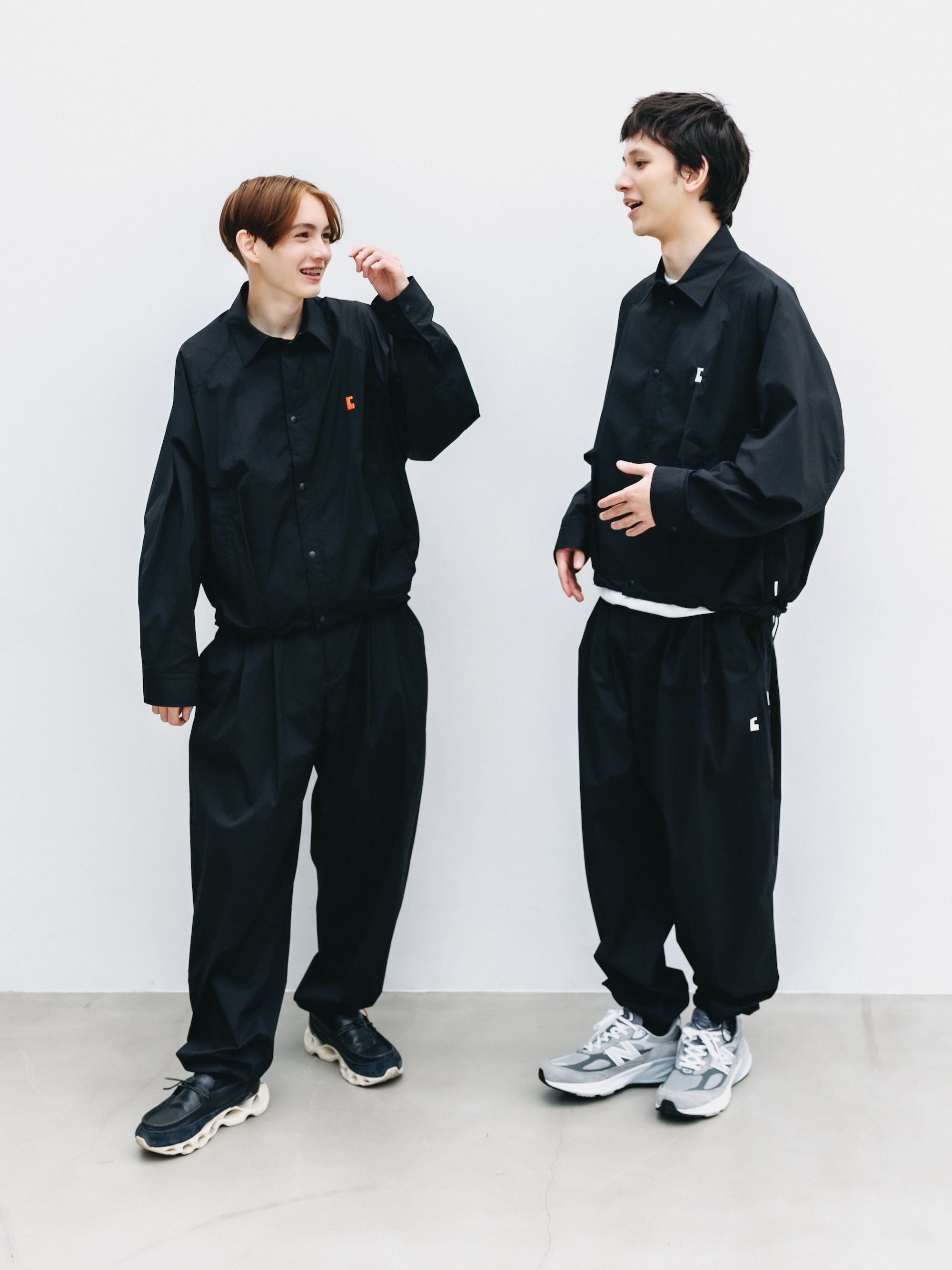 "C” CRISPY NYLON CITY UNIFORM BALLOON L/S SHIRT JACKET (BLACK×WHITE)