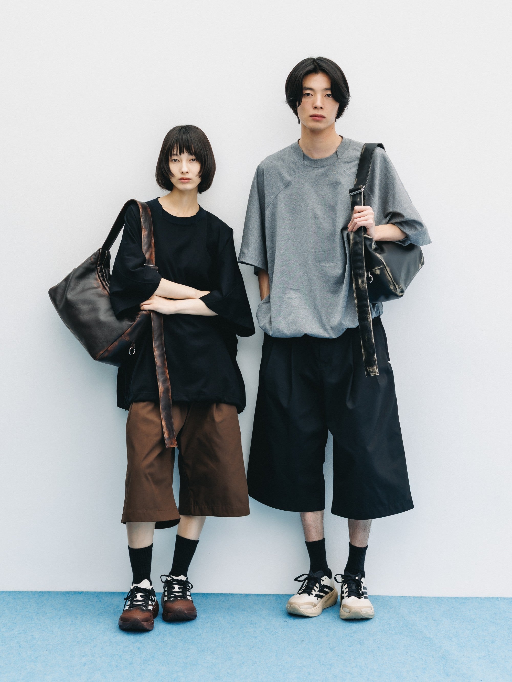 【6.6 SAT 20:00- IN STOCK】T/C GABARDINE CITY BAGGY HALF PANTS (BLACK)