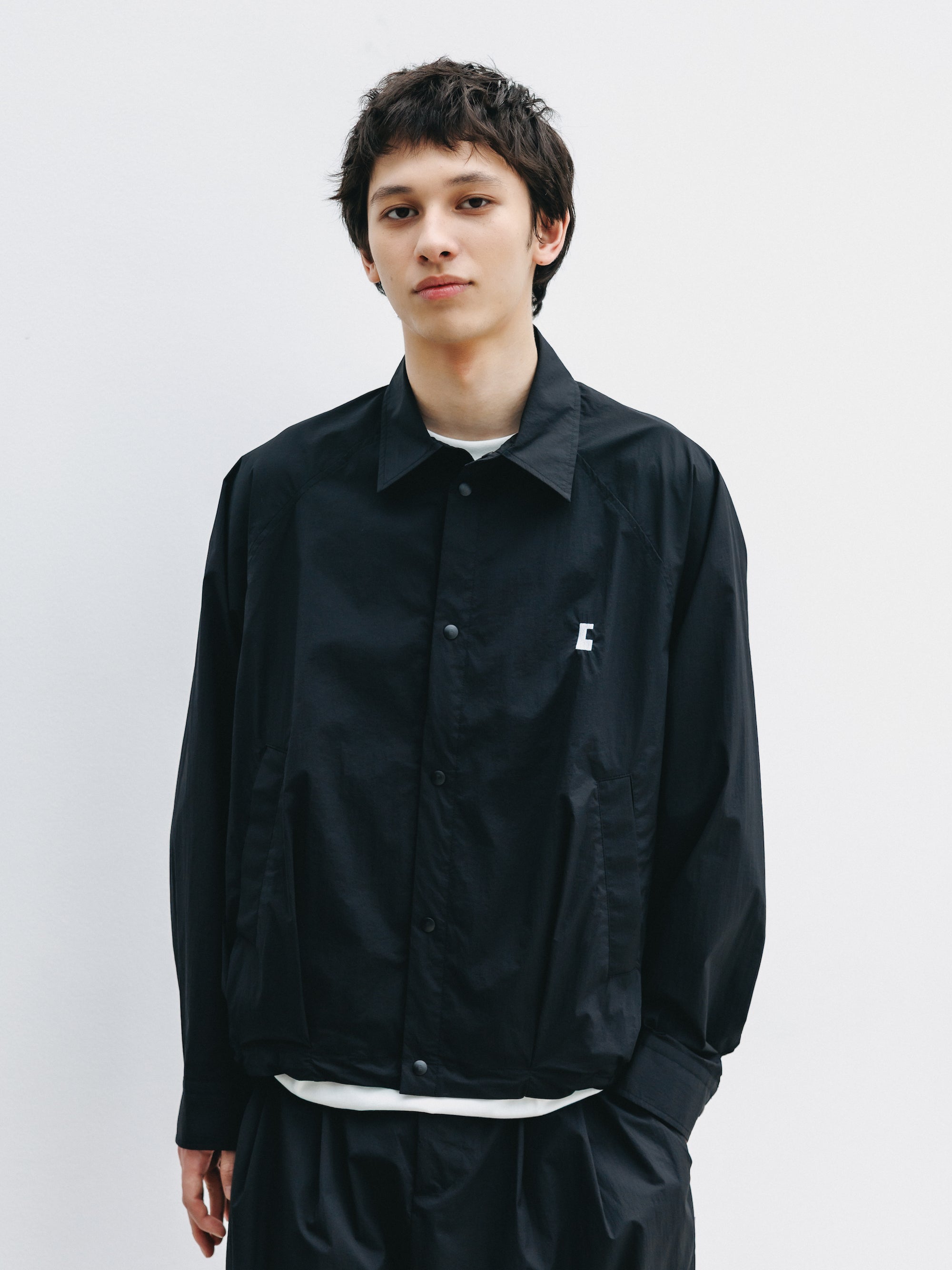 "C” CRISPY NYLON CITY UNIFORM BALLOON L/S SHIRT JACKET (BLACK×WHITE)