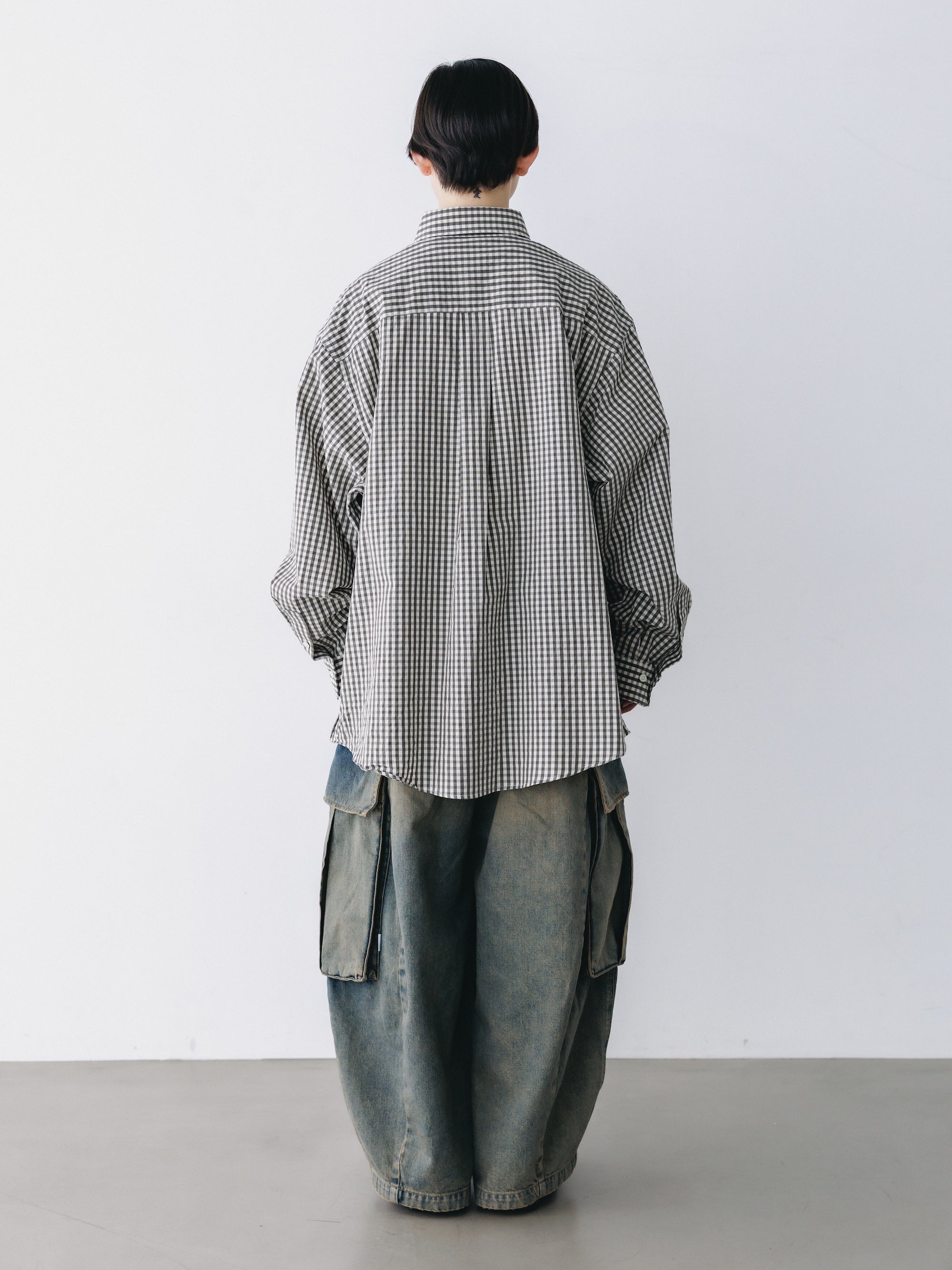 GINGHAM CHECK VENTILATION L/S B.D.SHIRT (KHAKI×ECRU)