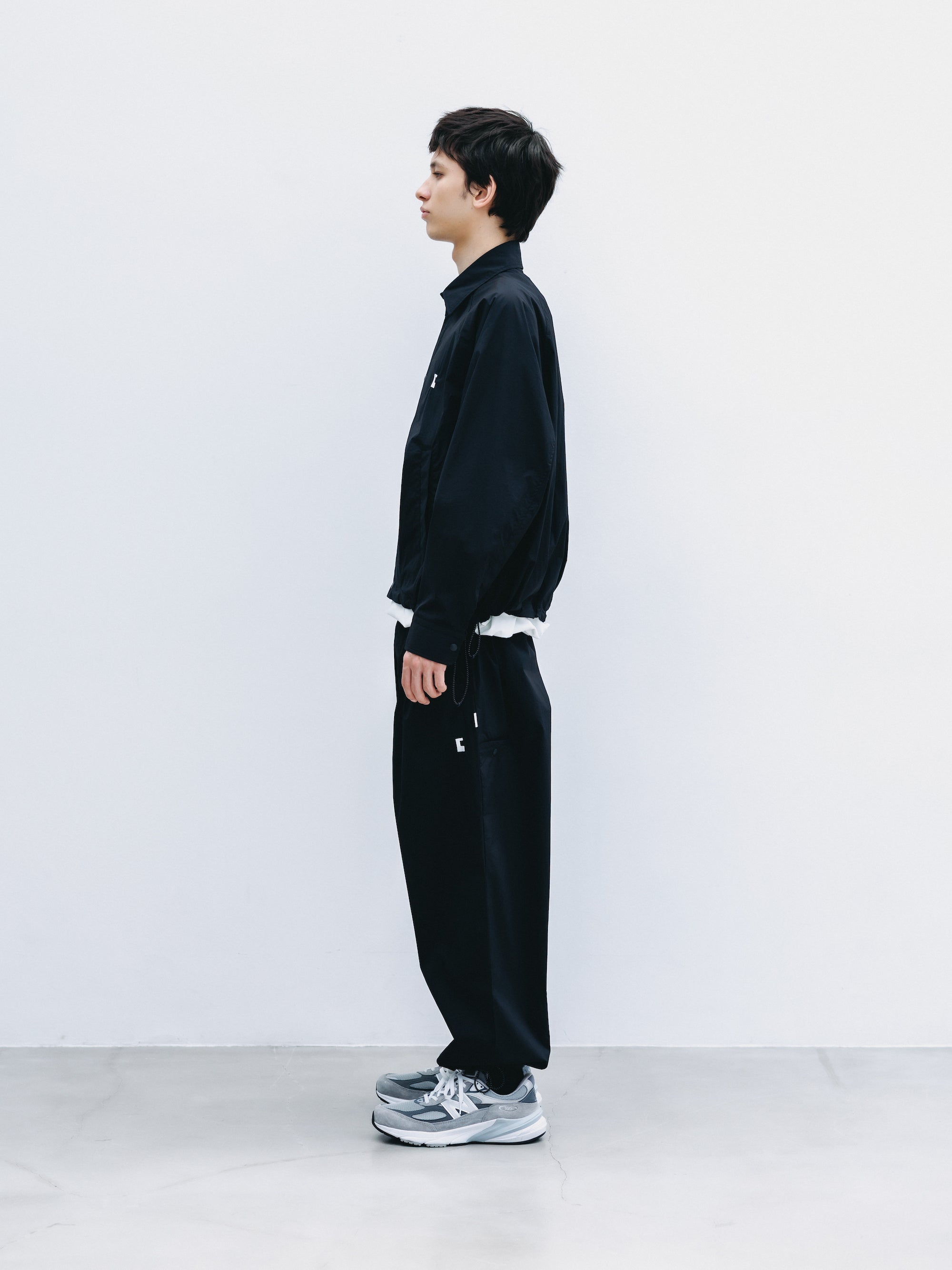 "C” CRISPY NYLON CITY UNIFORM BALLOON L/S SHIRT JACKET (BLACK×WHITE)